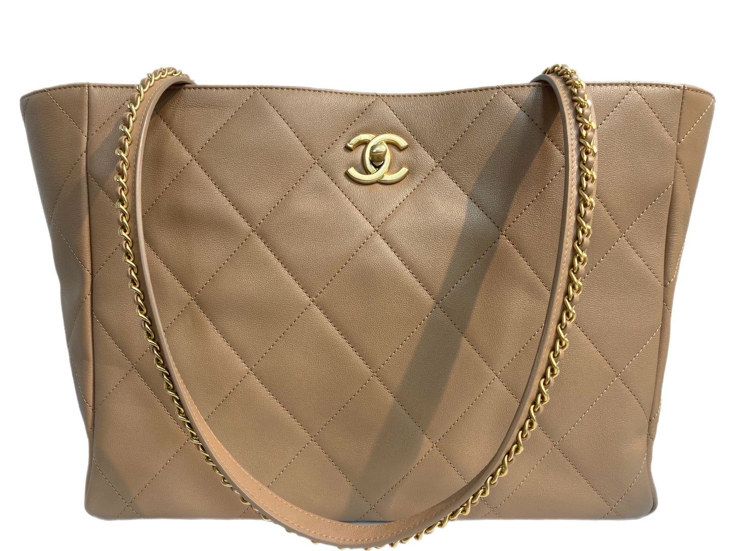 Chanel Leather Shopper Tote Beige