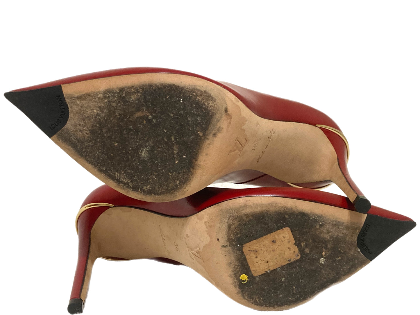 LOUIS VUITTON Leather Pointed Toe Pumps Red Size 36