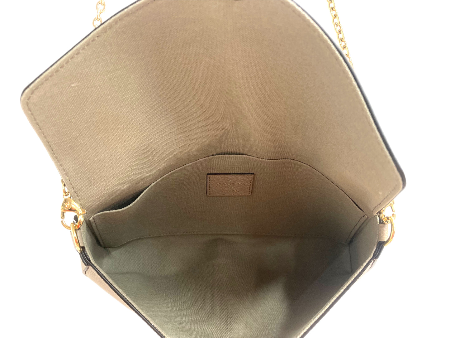 LOUIS VUITTON Monogram Empreinte Felicie Tourterelle Pochette Taupe