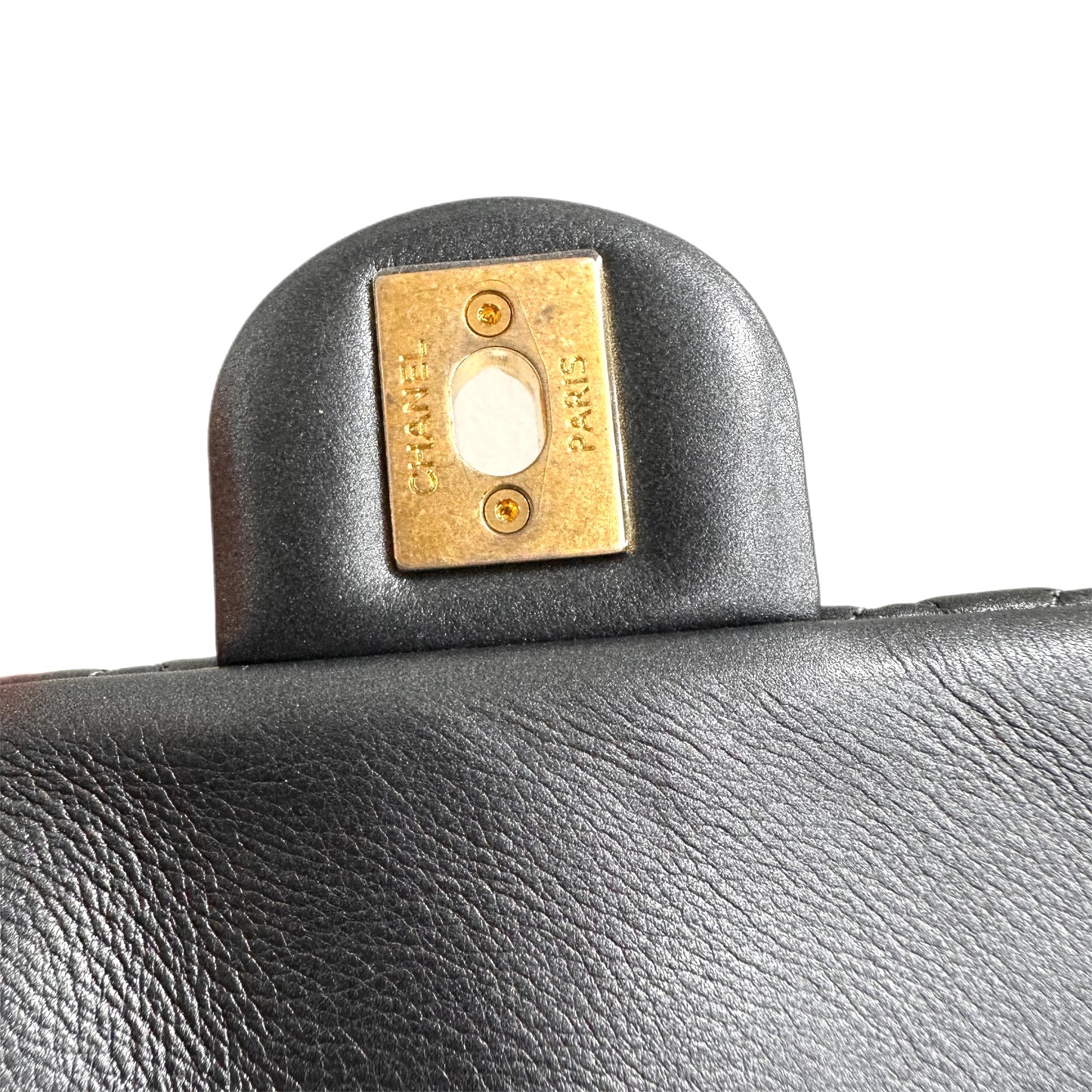 CHANEL Leather Timeless Classic Handbag Dark Gray