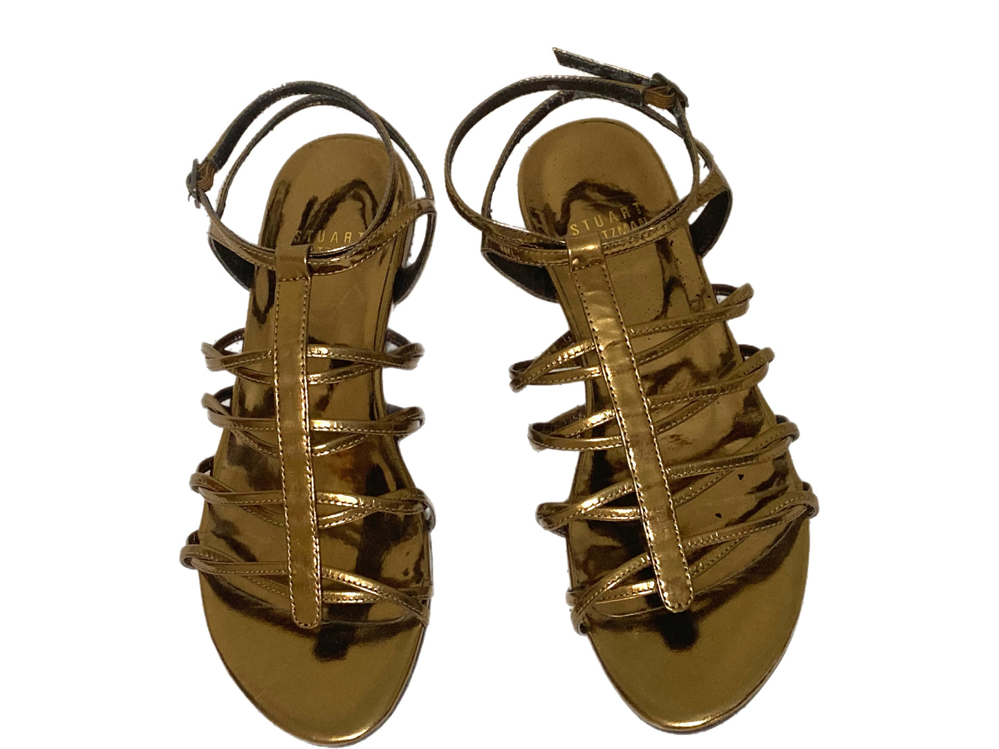 STUART WEITZMAN Leather Control Sandals Bronze Size 5