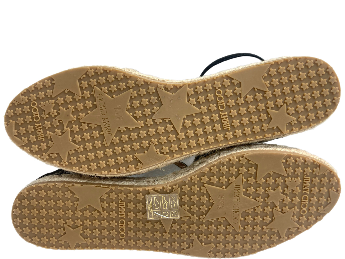 JIMMY CHOO Metallic Striped Espadrilles Gold Size 37.5