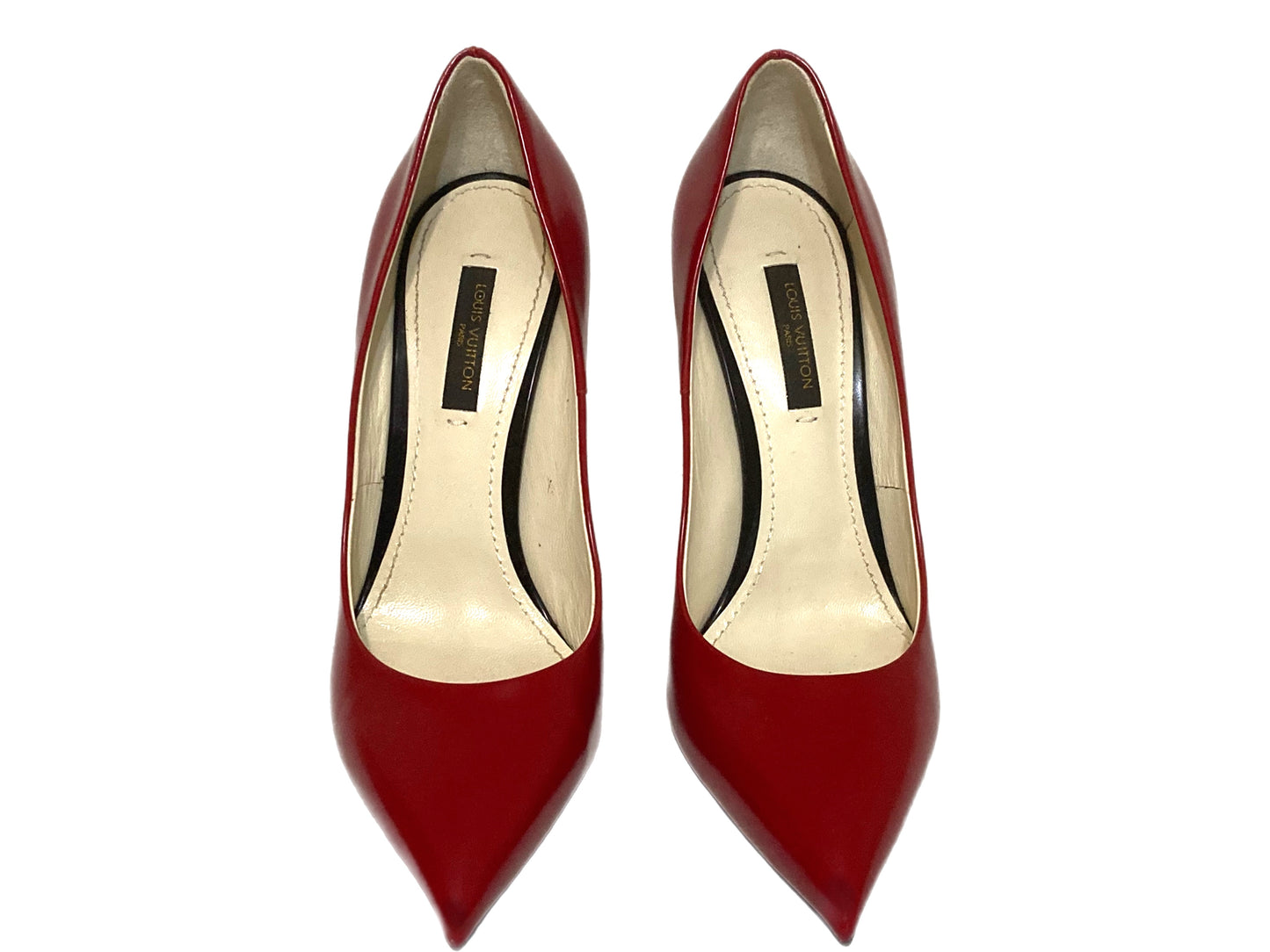 LOUIS VUITTON Leather Pointed Toe Pumps Red Size 36