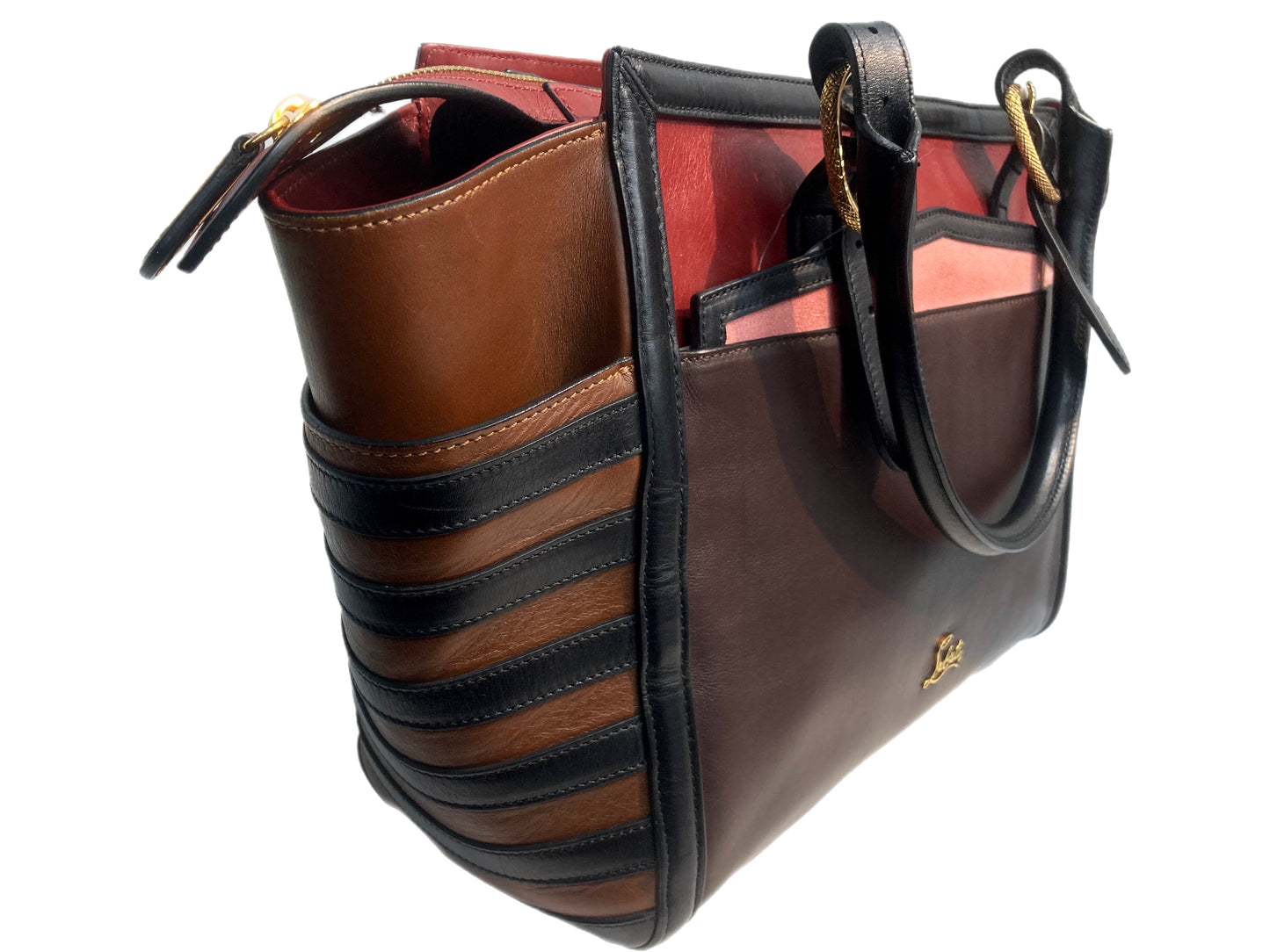 CHRISTIAN LOUBOUTIN Leather Buckle Tote Multi-Color