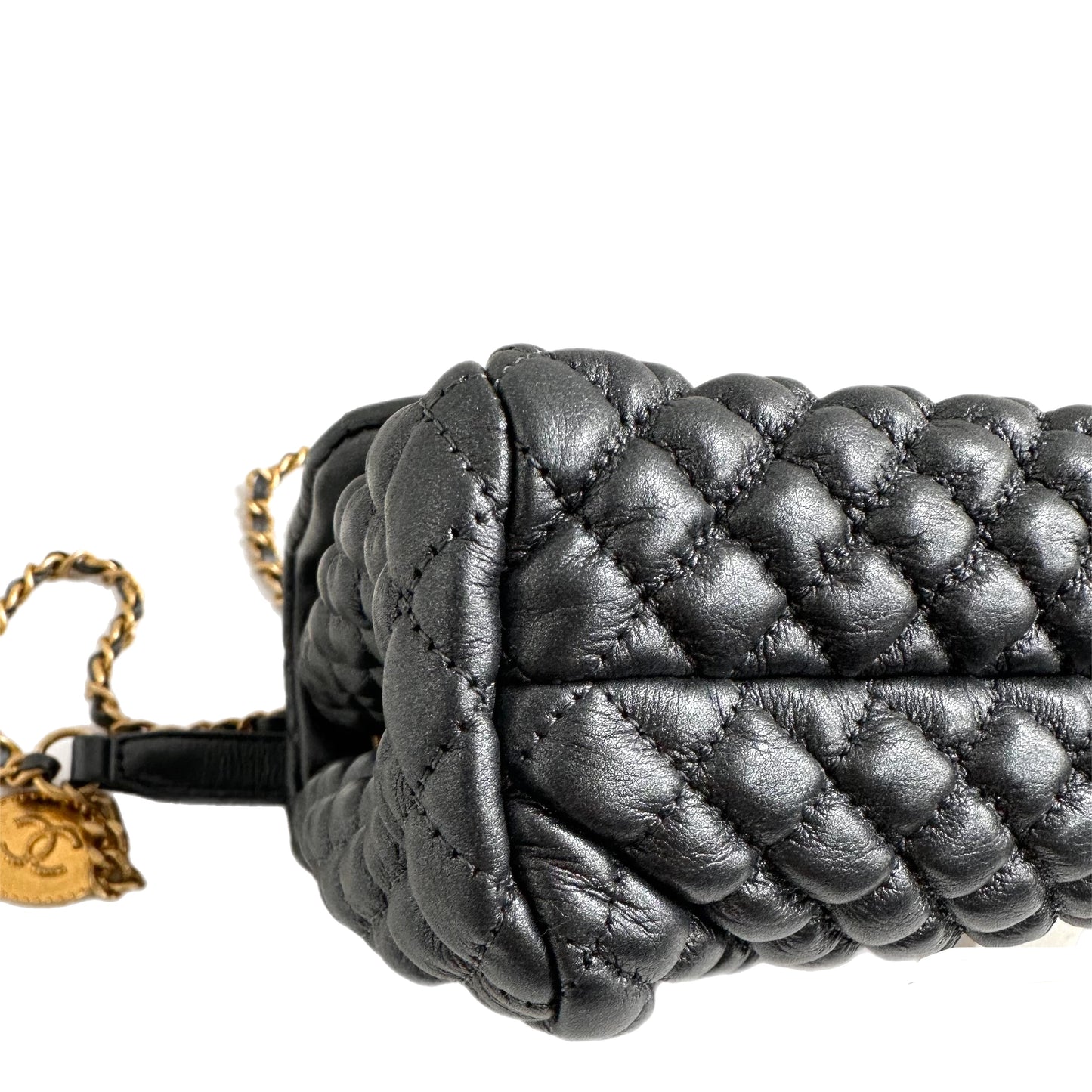 CHANEL Leather Timeless Classic Handbag Dark Gray