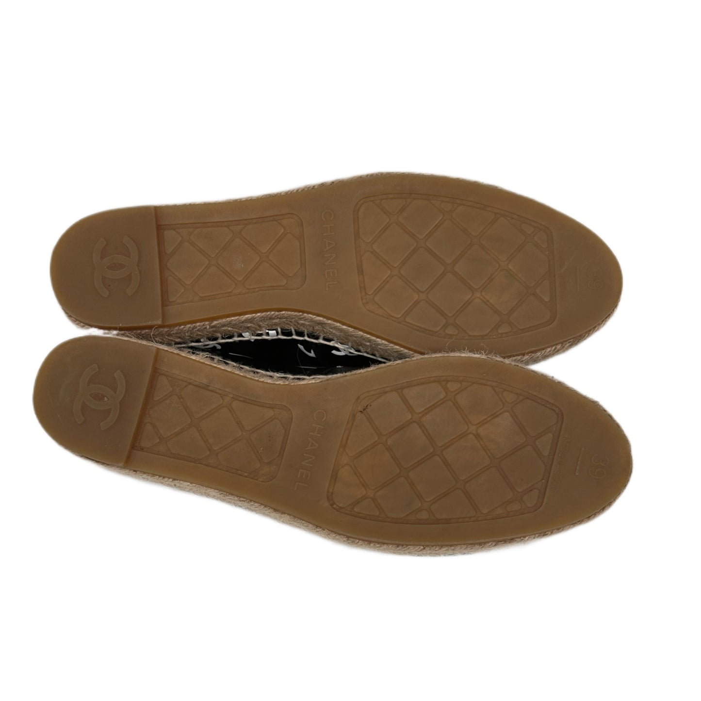CHANEL Leather Interlocking CC Espadrilles Black Size 39