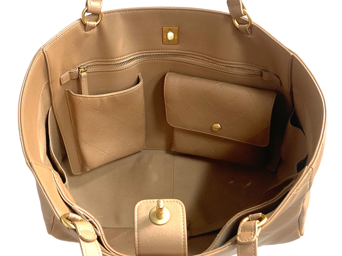 Chanel Leather Shopper Tote Beige