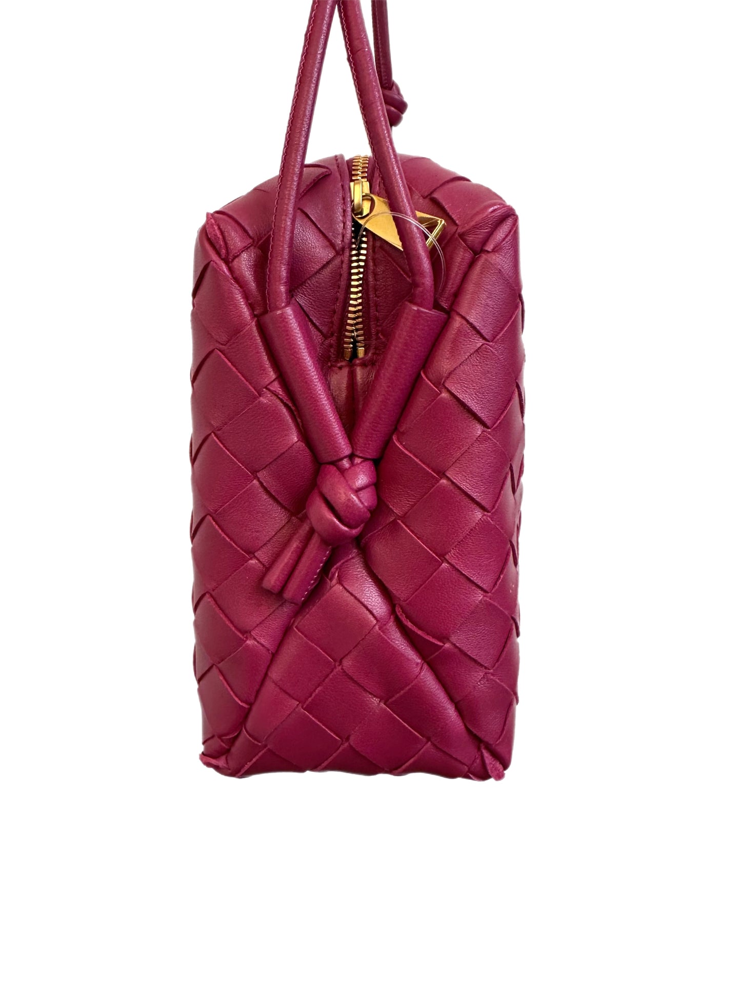 BOTTEGA VENETA Woven Leather Crossbody Raspberry