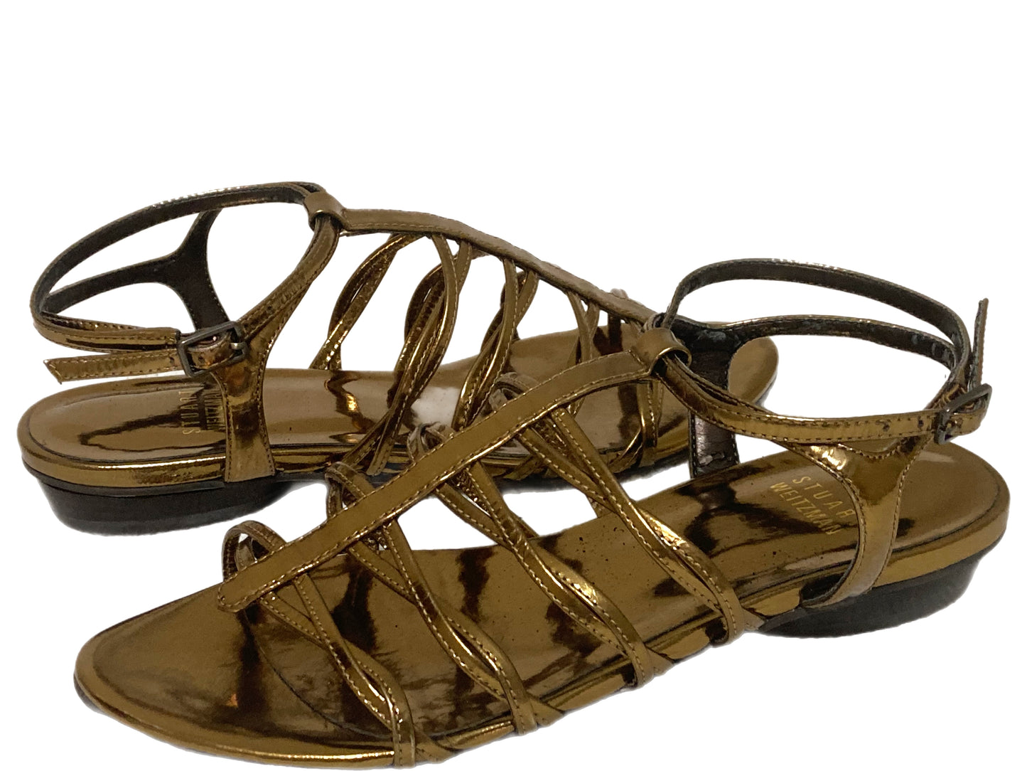 STUART WEITZMAN Leather Control Sandals Bronze Size 5