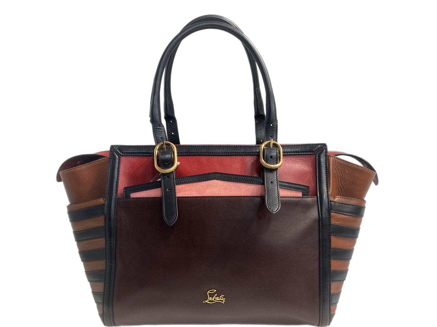 CHRISTIAN LOUBOUTIN Leather Buckle Tote Multi-Color
