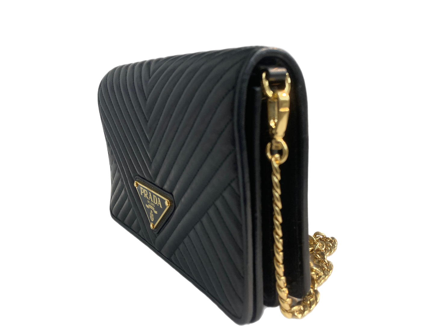 PRADA Leather Diagramme Crossbody Black