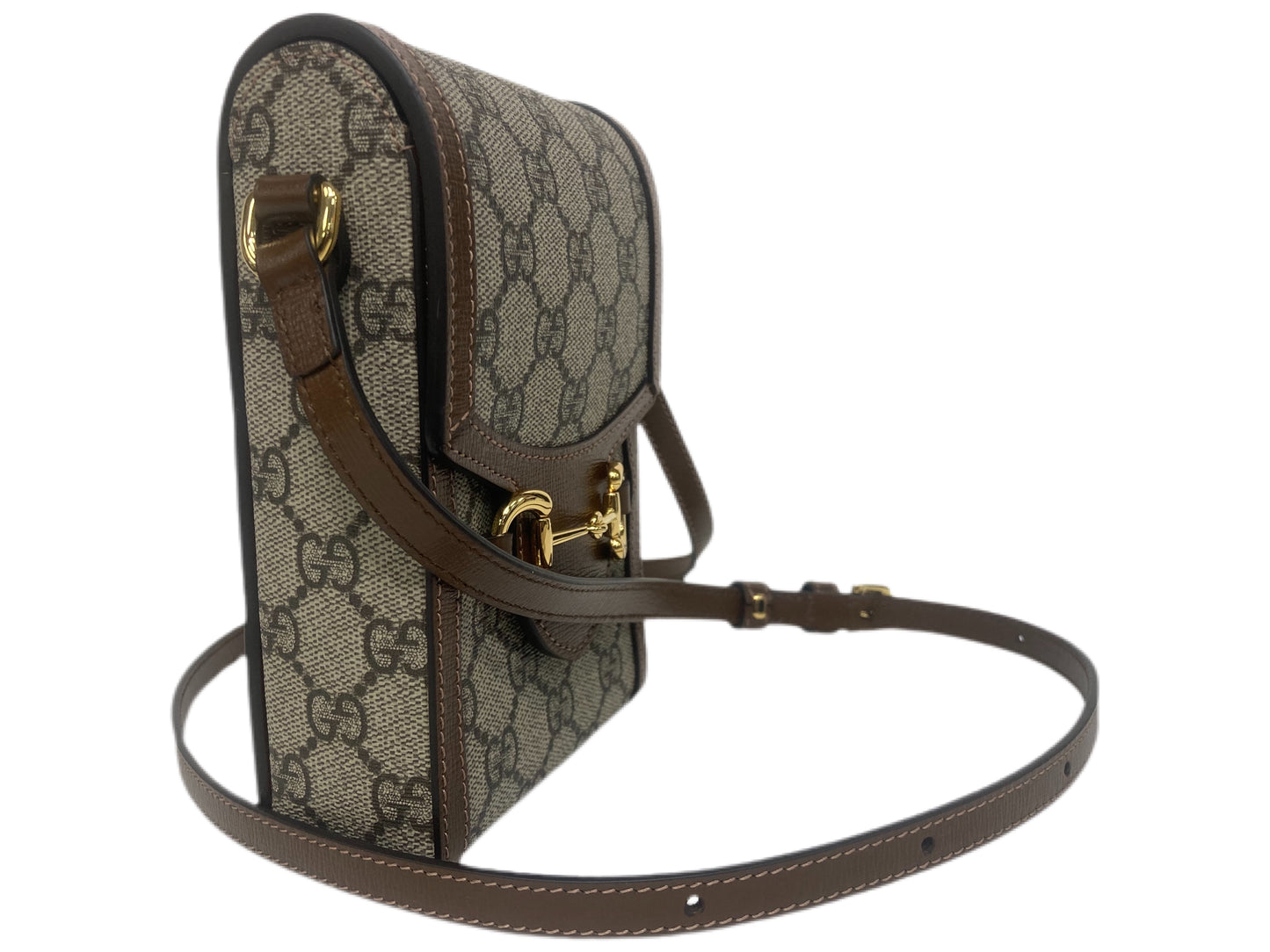GUCCI Canvas Monogram Crossbody Taupe