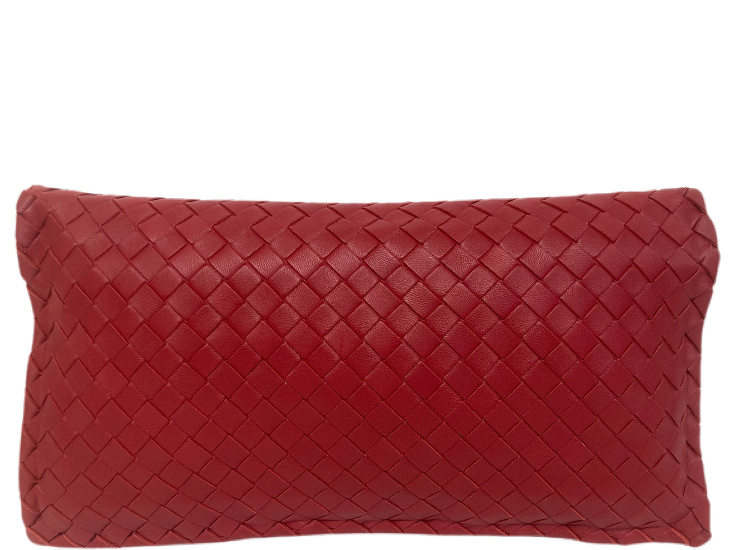 BOTTEGA VENETA Leather Turn Lock Closure Clutch Red