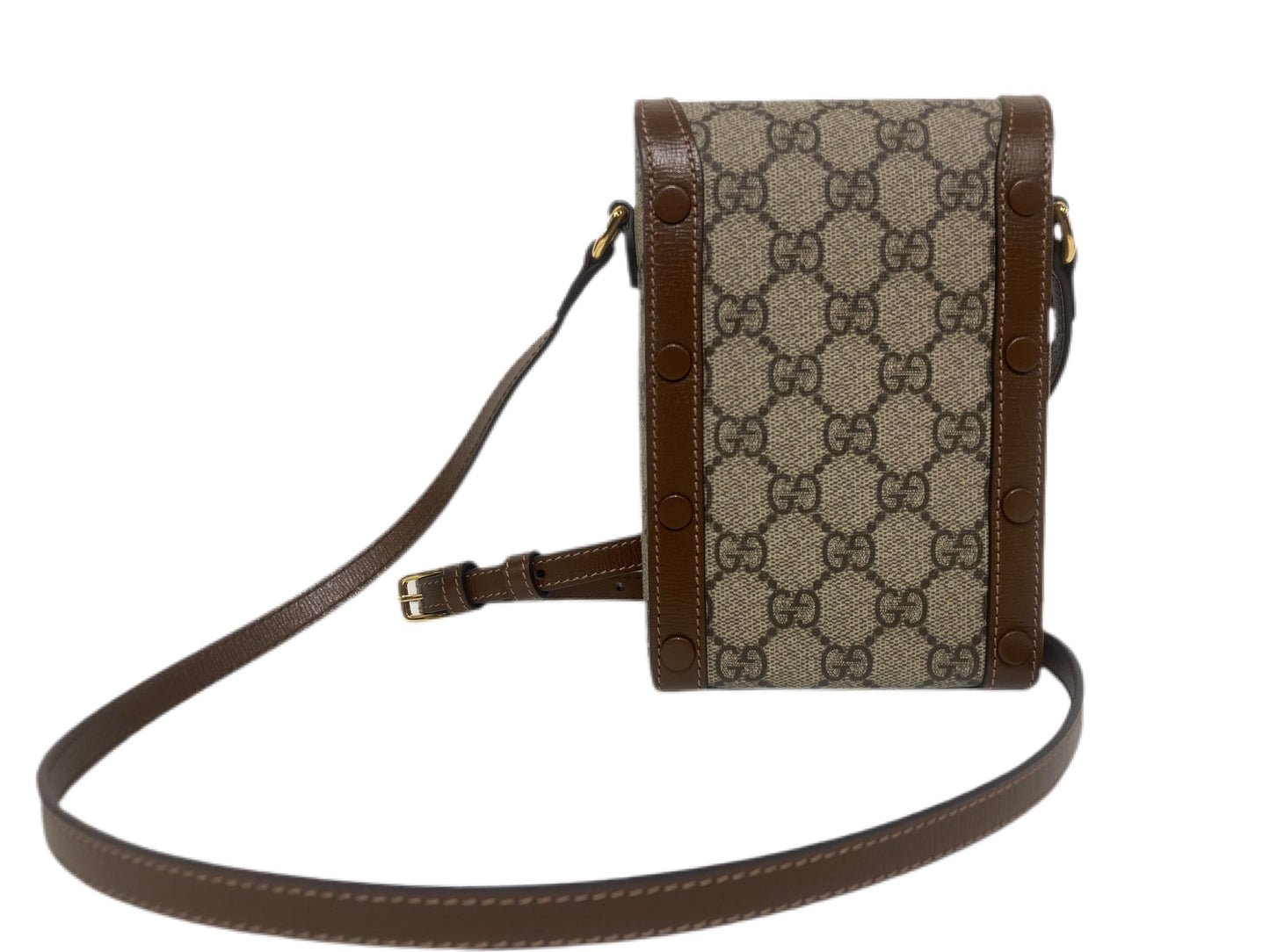 GUCCI Canvas Monogram Crossbody Taupe