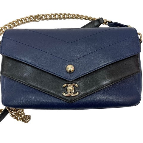 CHANEL Elaphe Double Chevron Flap Bag Medium