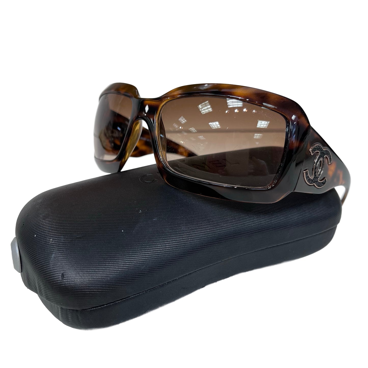 CHANEL Wrap Style Brown Sunglasses