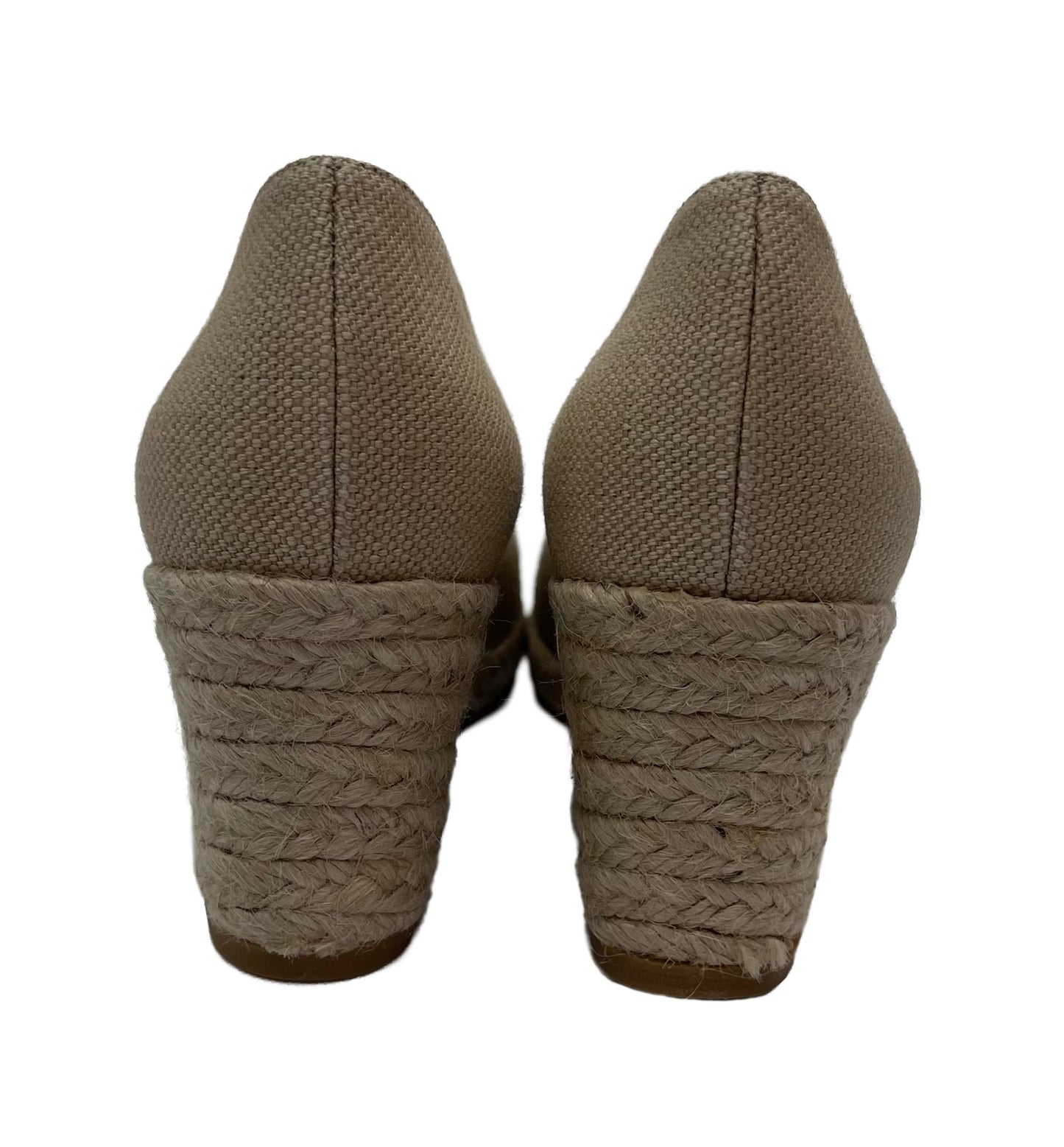 FERRAGAMO Beige Canvas Espadrille Wedges Size 5