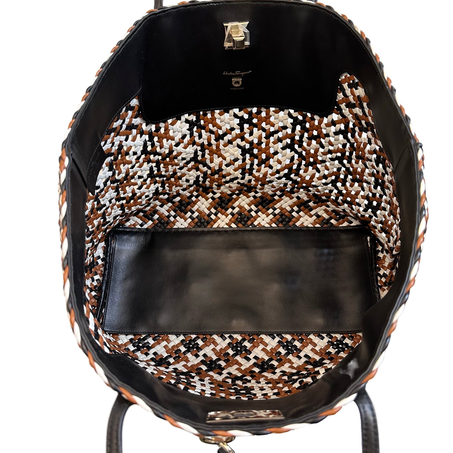FERRAGAMO Leather Woven Tote