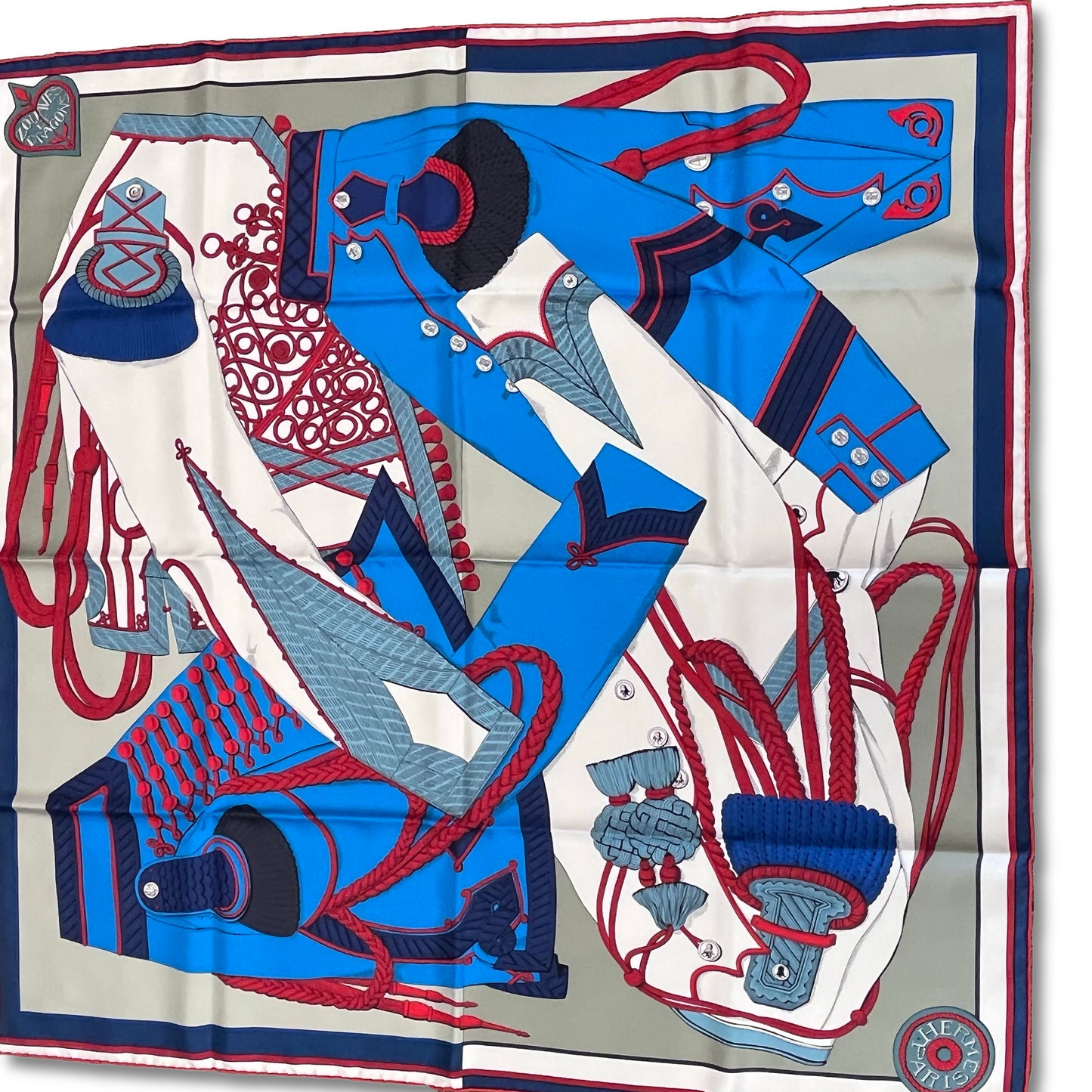 HERMES "Zouaves Et Dragons" Silk Scarf