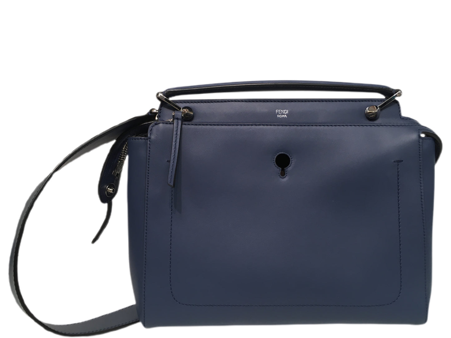FENDI Leather Dotcom Keyhole Handbag Blue