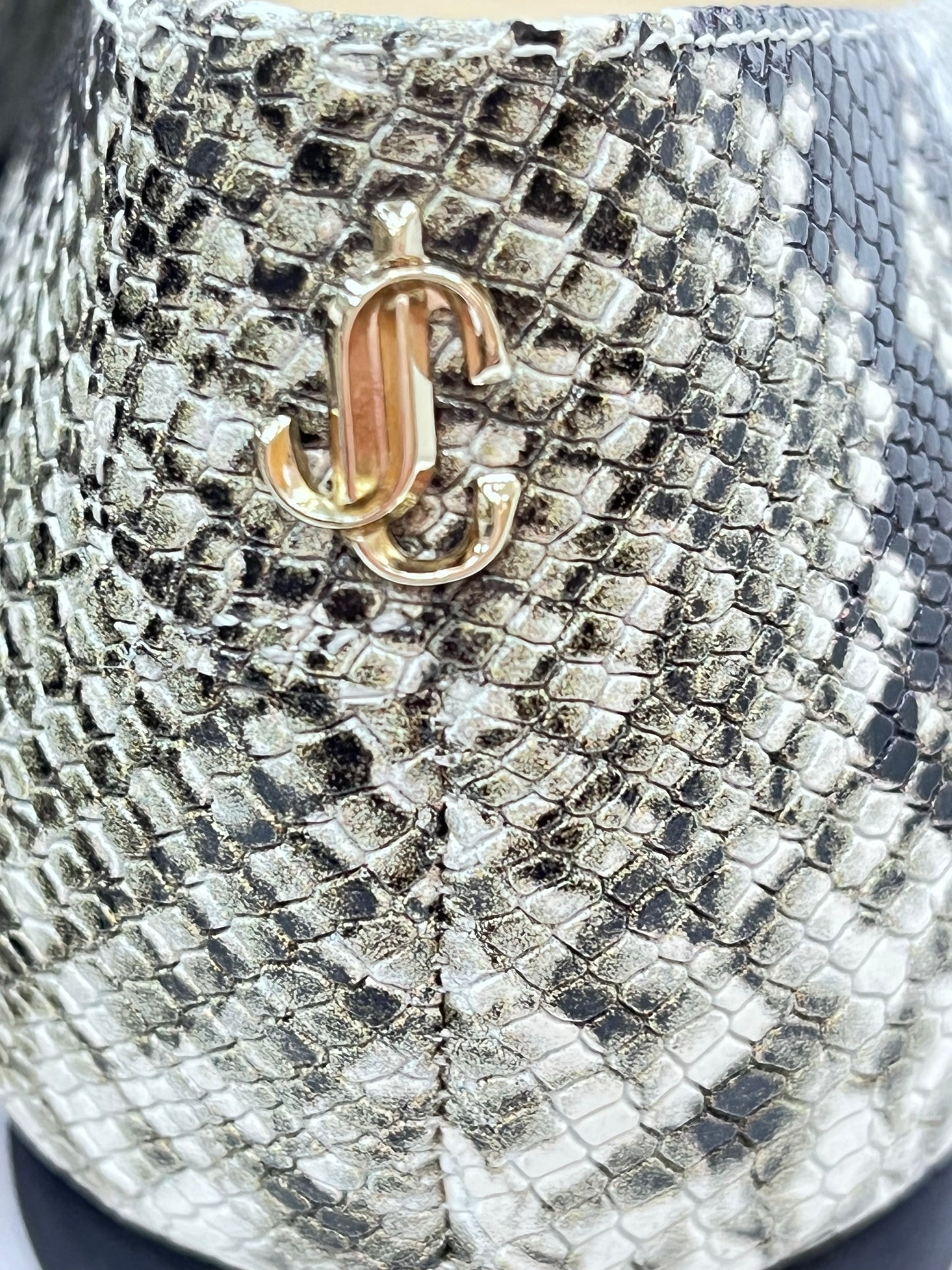 JIMMY CHOO Gray Snakeskin Embossed Flats Size 36.5