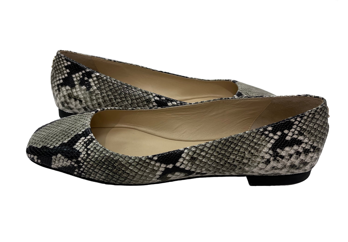 JIMMY CHOO Gray Snakeskin Embossed Flats Size 36.5