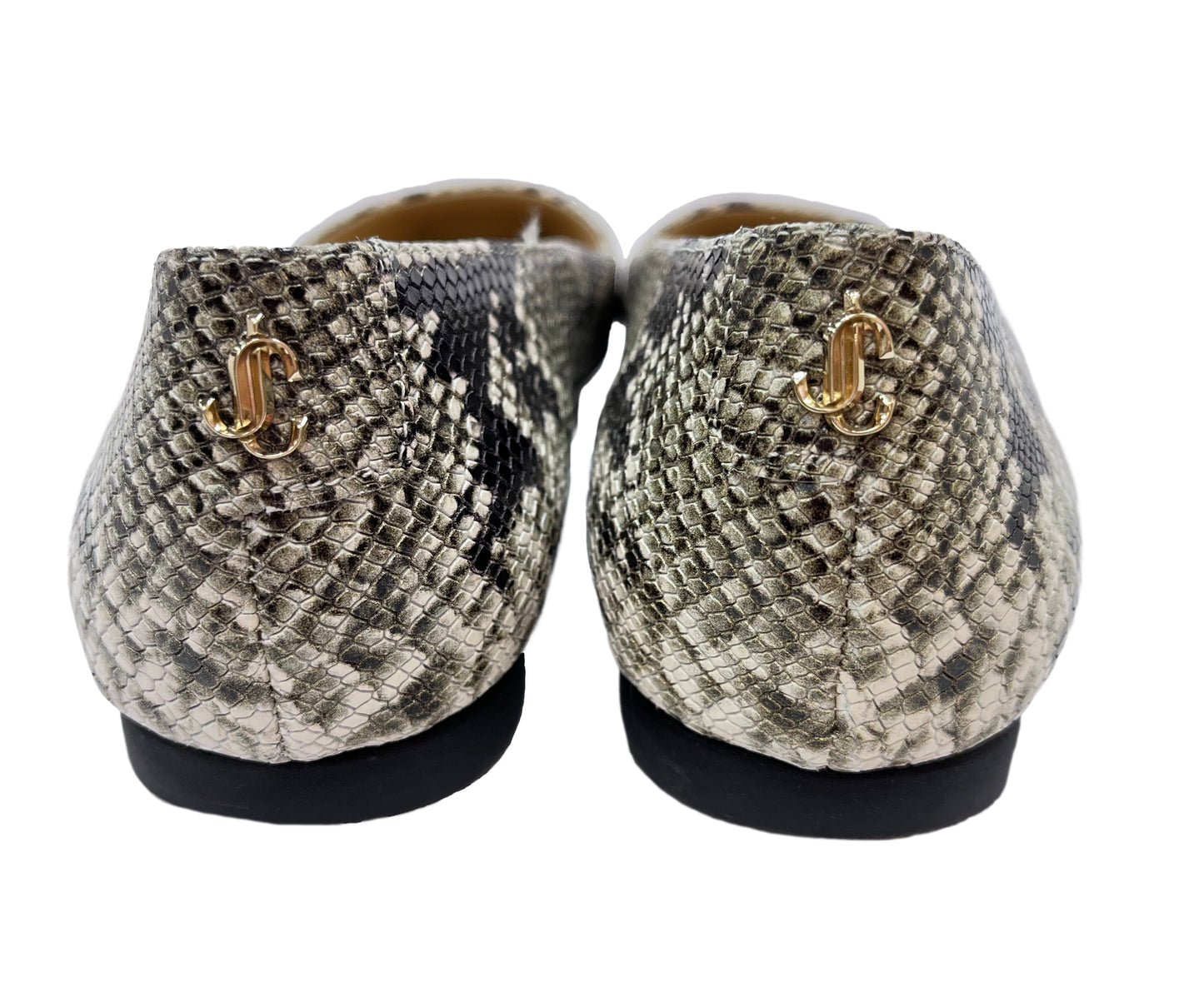 JIMMY CHOO Gray Snakeskin Embossed Flats Size 36.5