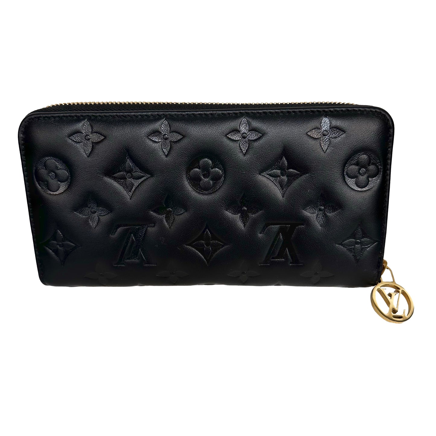 LOUIS VUITTON Monogram Embossed Zippy Wallet, Black