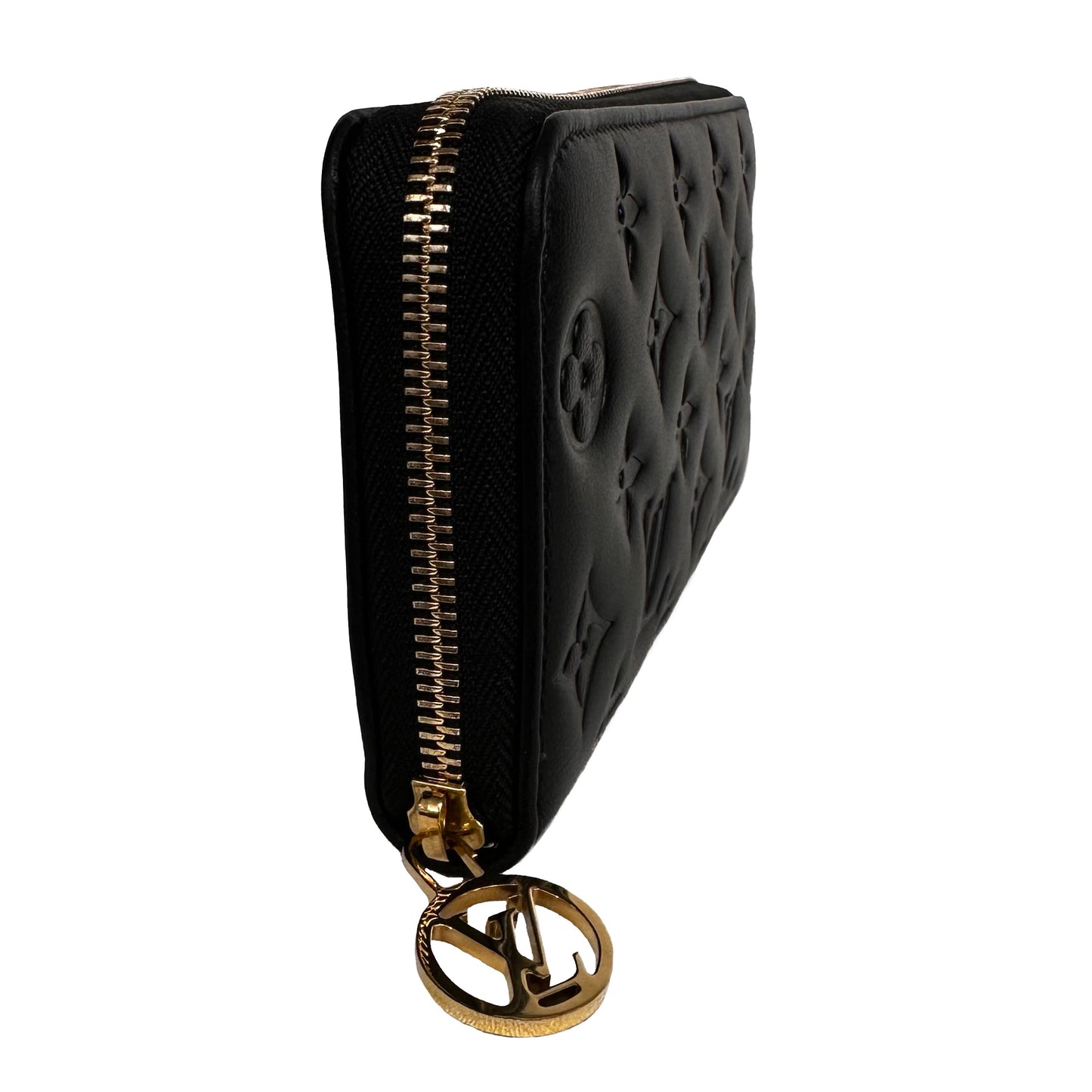 LOUIS VUITTON Monogram Embossed Zippy Wallet, Black