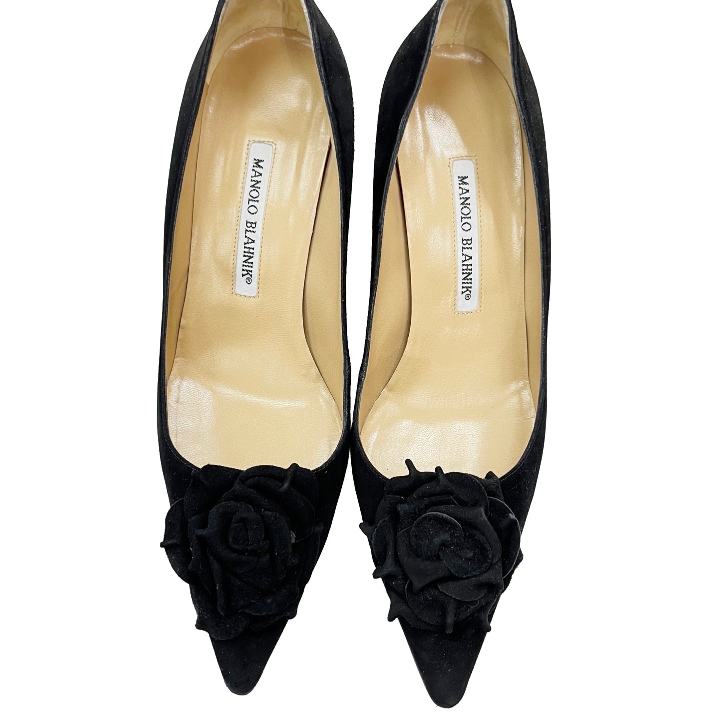 MANOLO BLAHNIK Black Suede Pumps Size 39