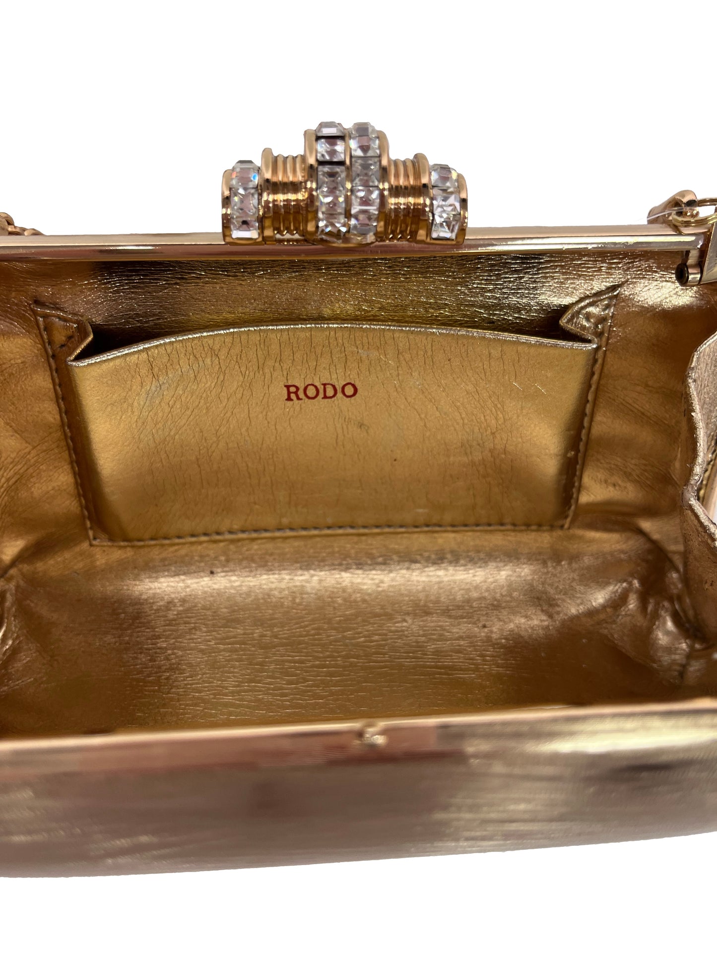 RODO Vintage Brushed Goldtone Metal Evening Clutch
