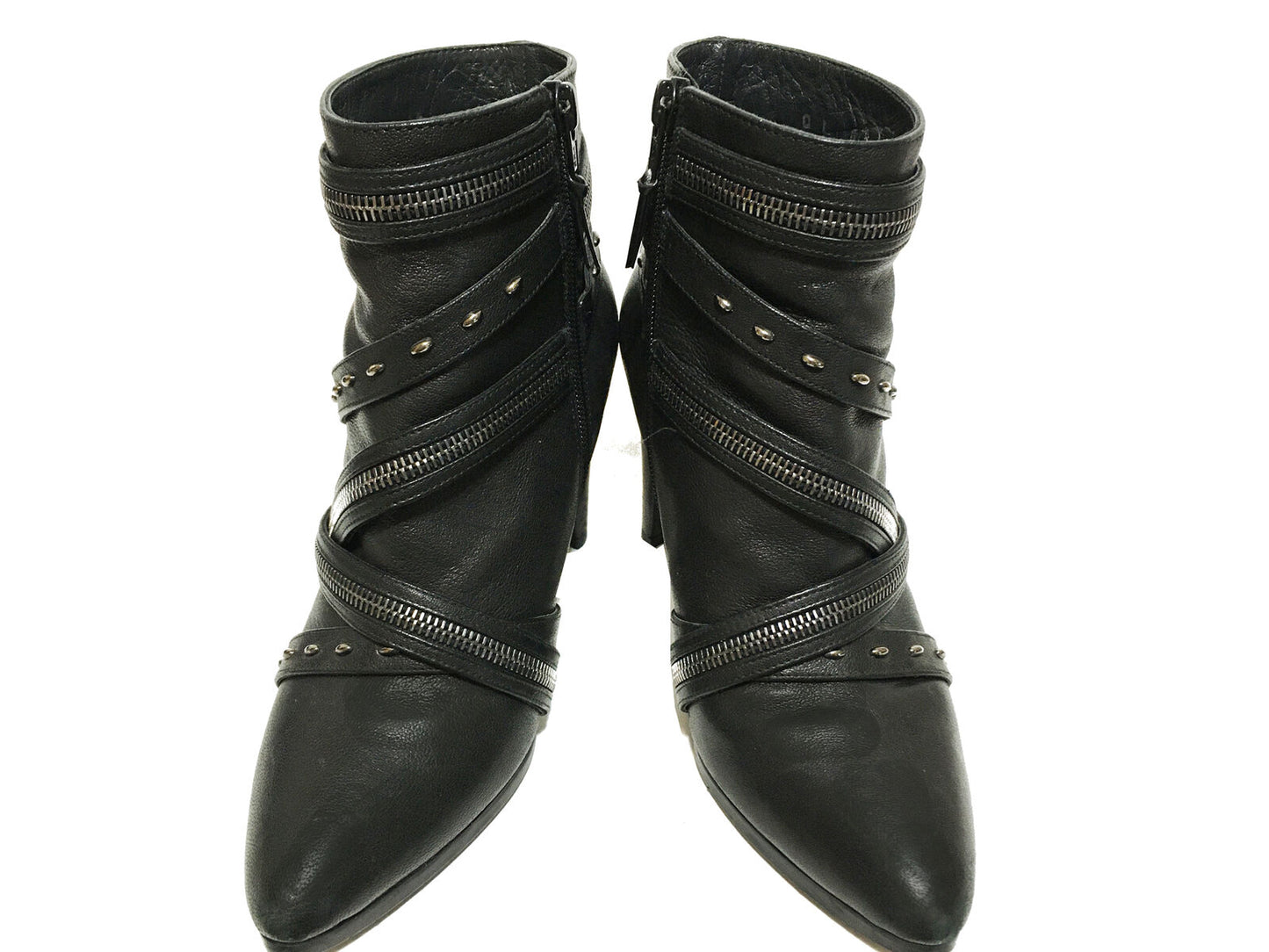 STUART WEITZMAN Leather Pistolero Zipper Booties Black Size 37