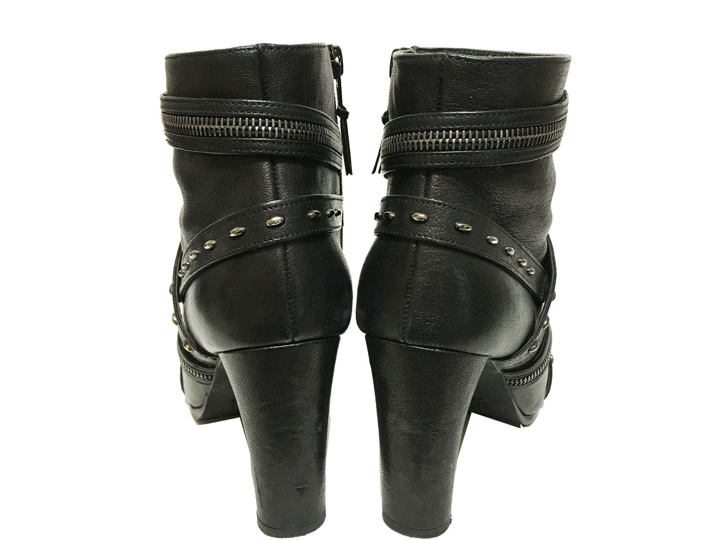 STUART WEITZMAN Leather Pistolero Zipper Booties Black Size 37