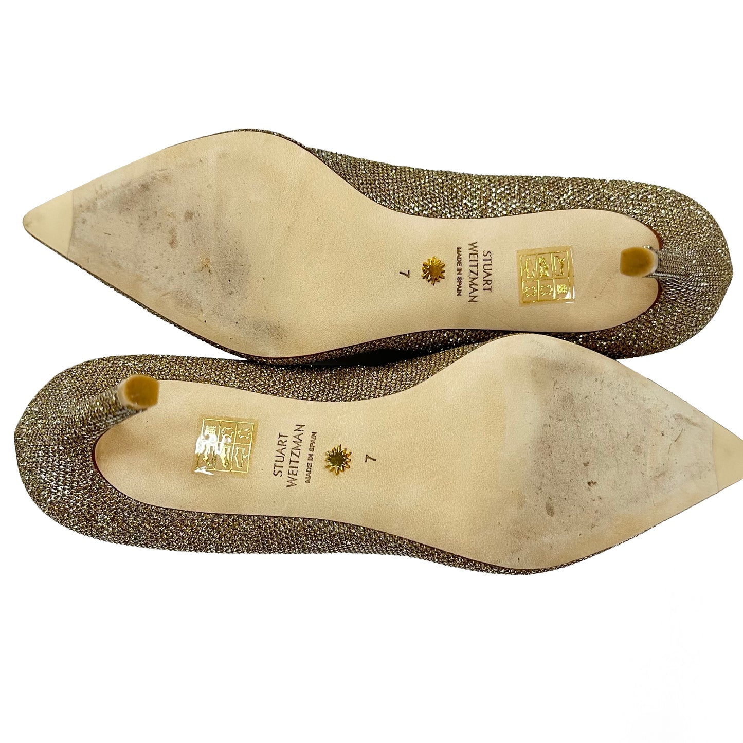 STUART WEITZMAN Gold Glitter Size 7