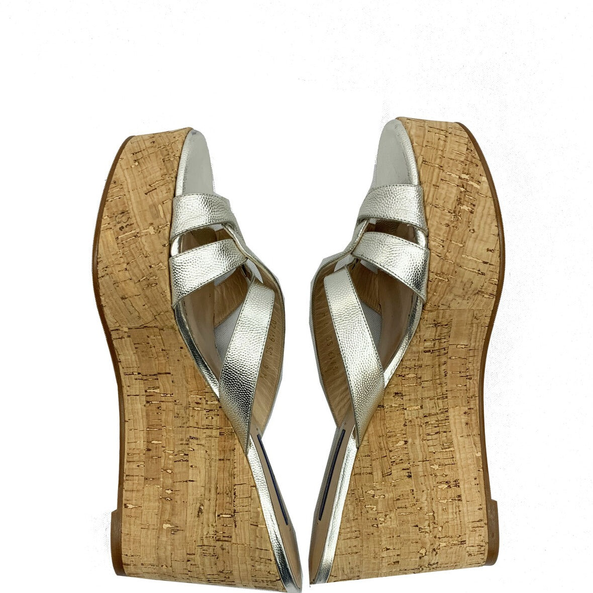 STUART WEITZMAN Silver Metallic Wedges Size 9
