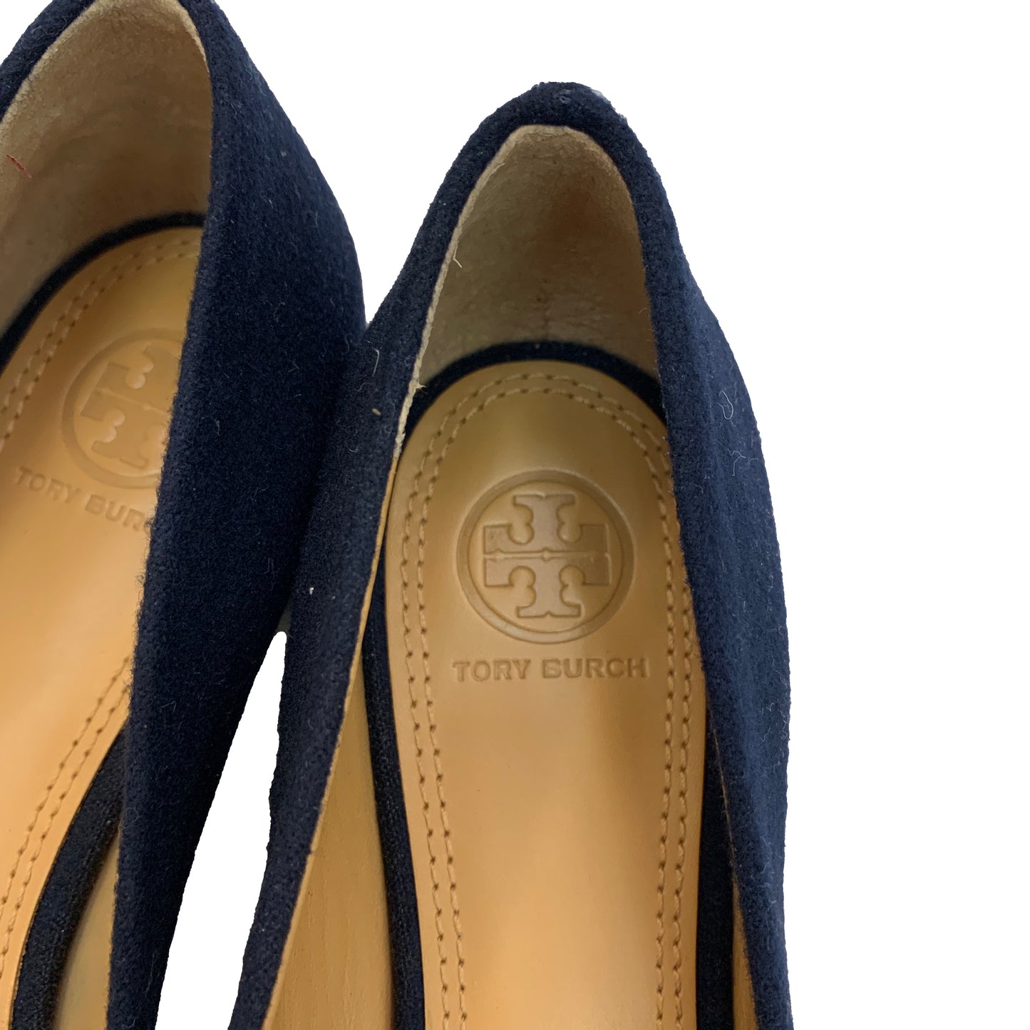 TORY BURCH Suede Embroidered Flats Navy Size 7