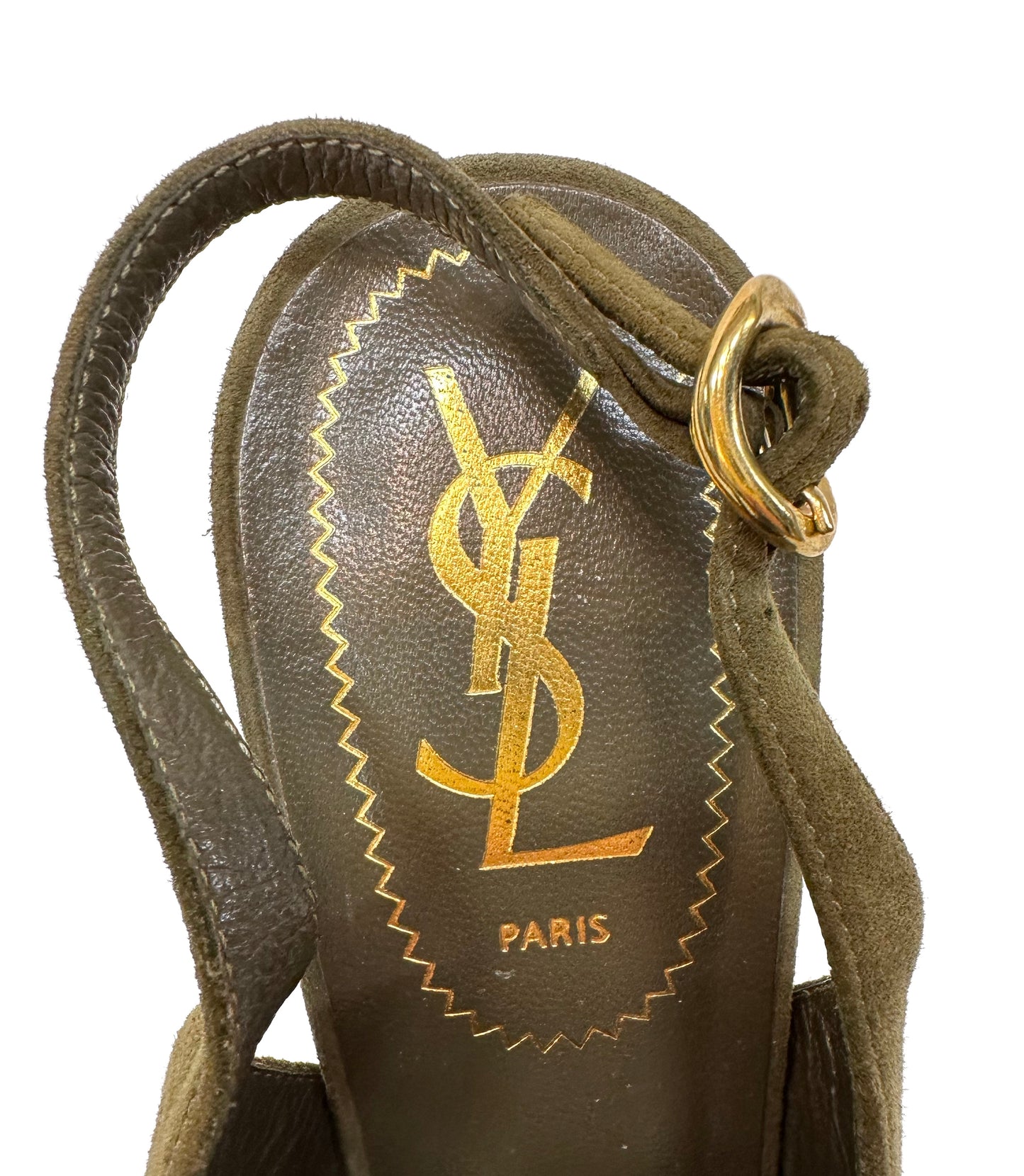 YSL Suede Slingback Pumps Green Size 37