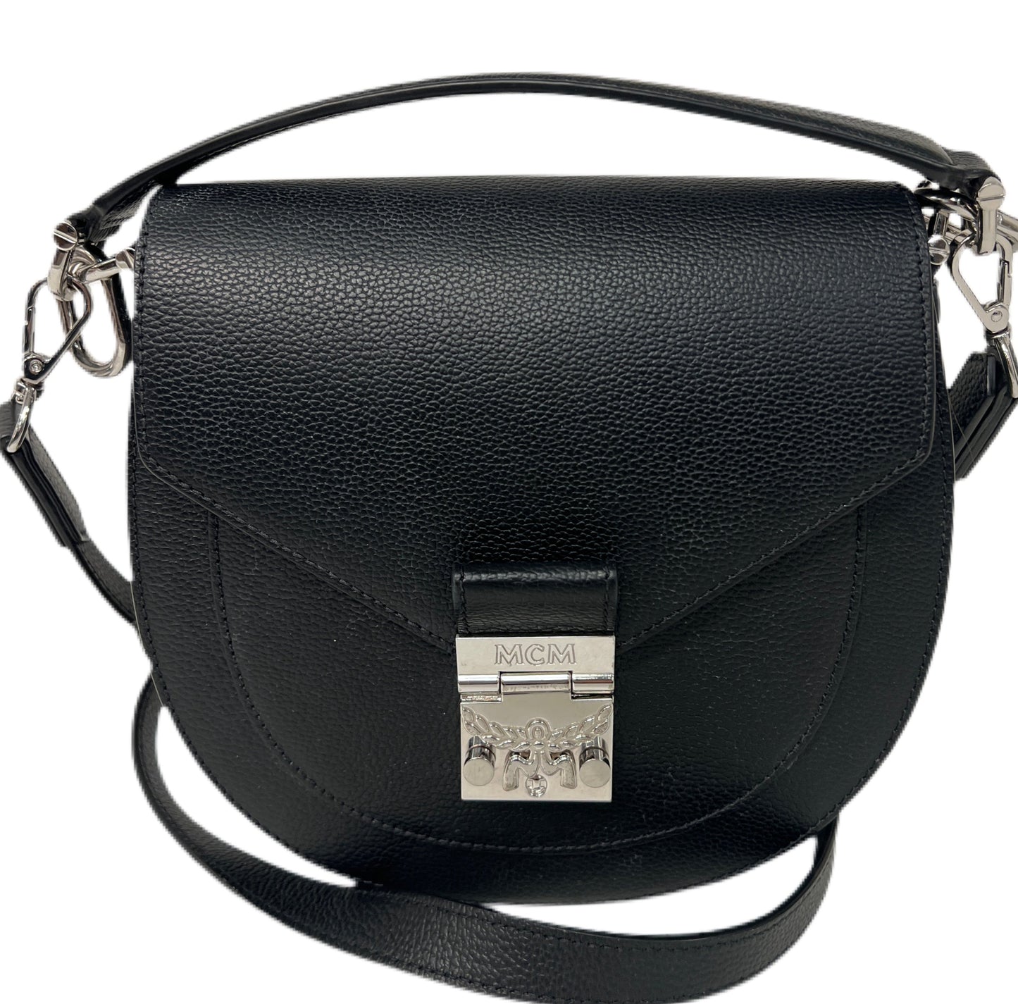 MCM Grained Leather Saddle Bag Black