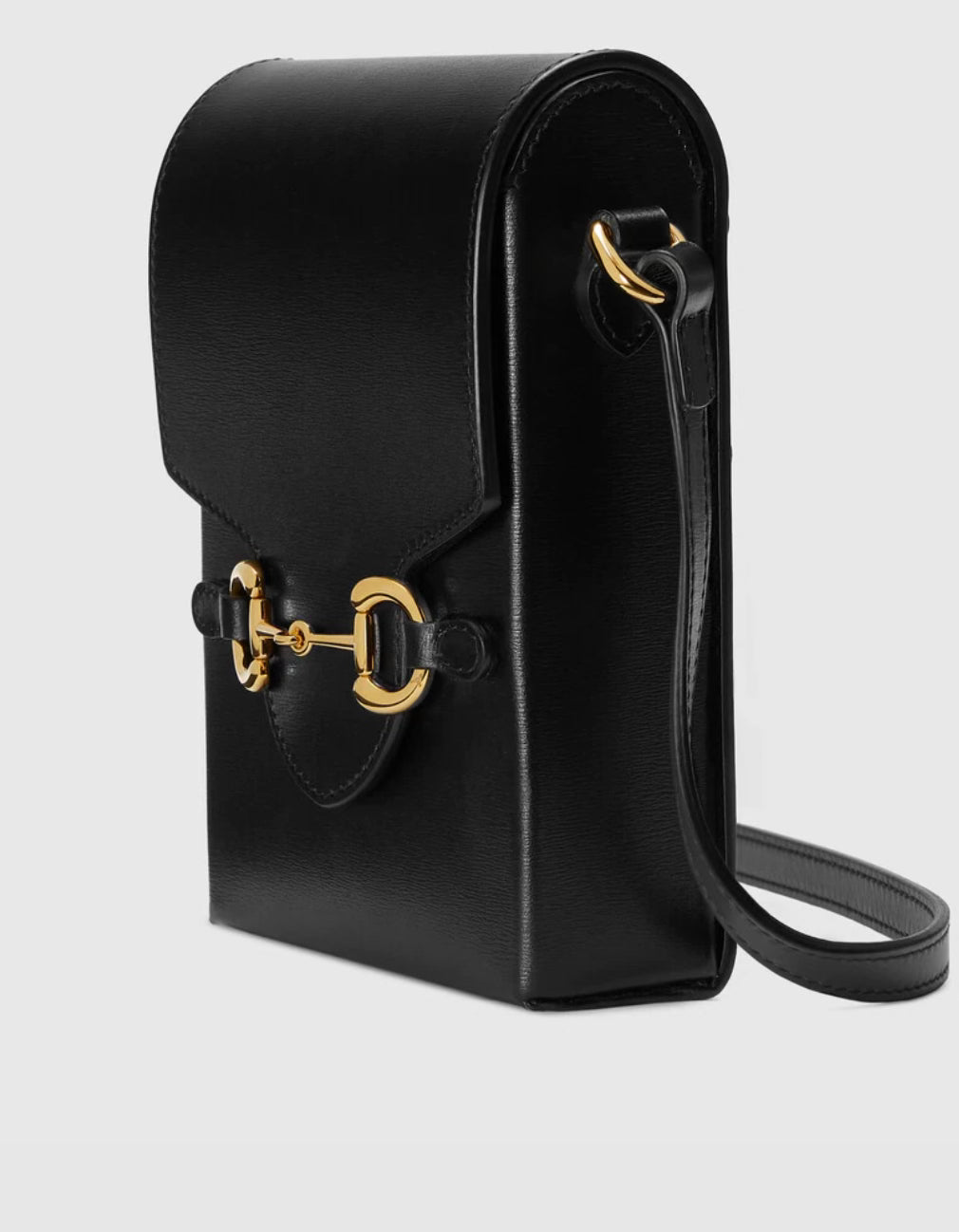GUCCI Leather 1955 Mini Horse Bit Crossbody Bag Black