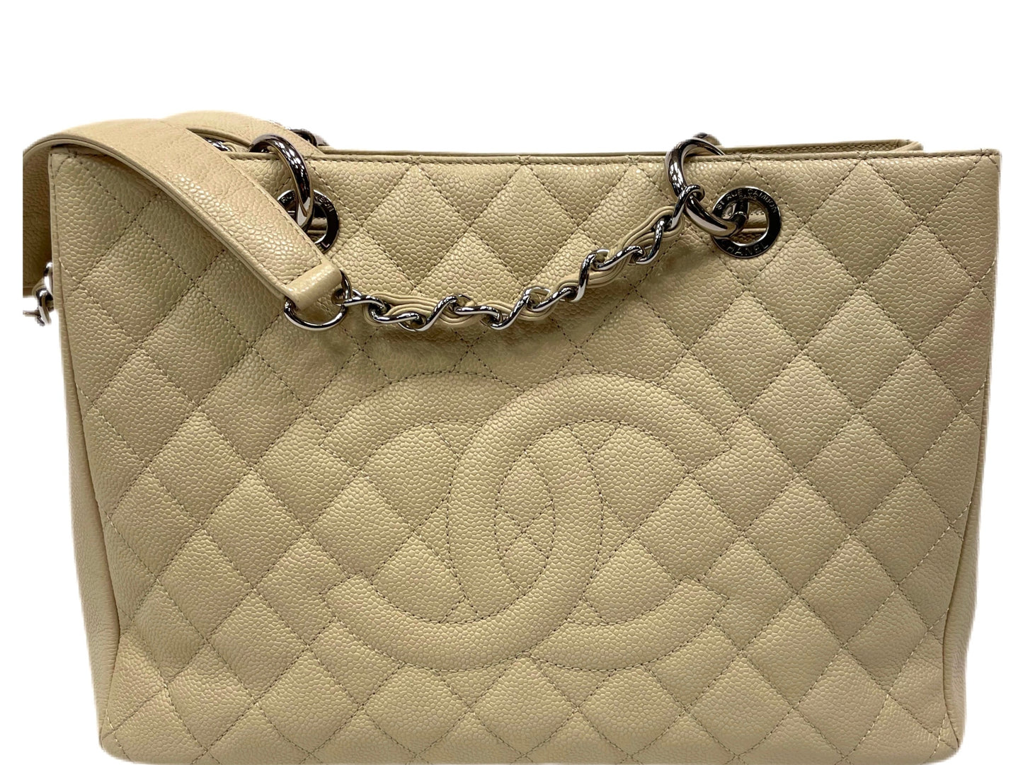 CHANEL Caviar Grand Shopping Tote Beige