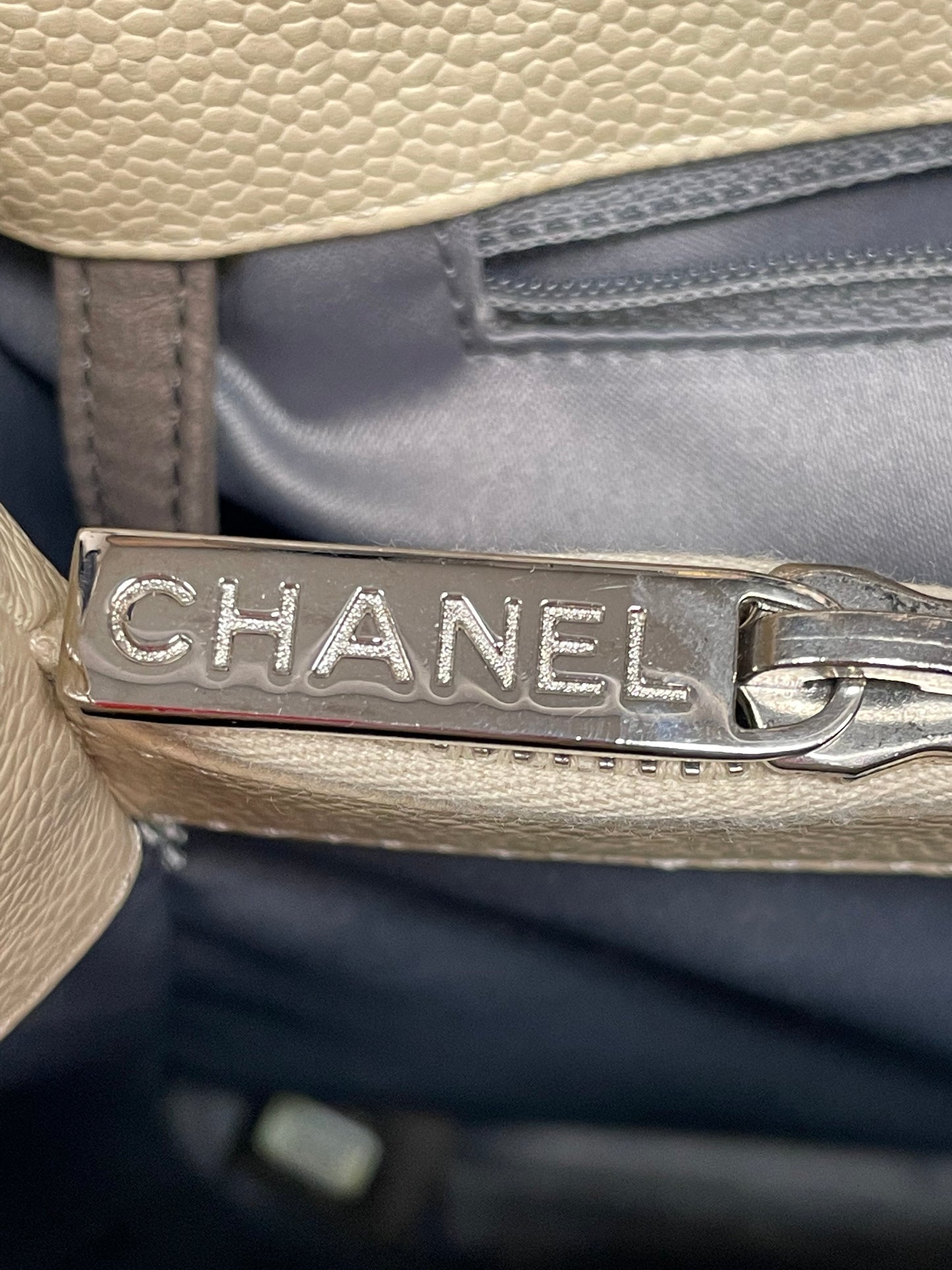 CHANEL Caviar Grand Shopping Tote Beige