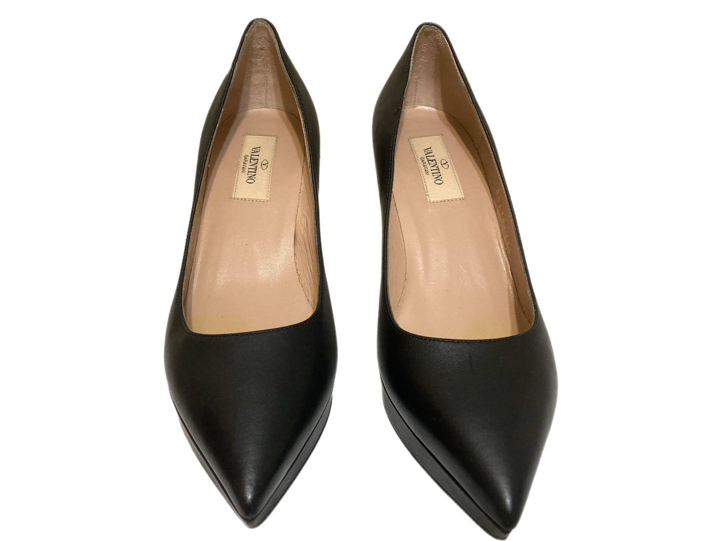 VALENTINO Leather Platform Pumps Black Size 37.5
