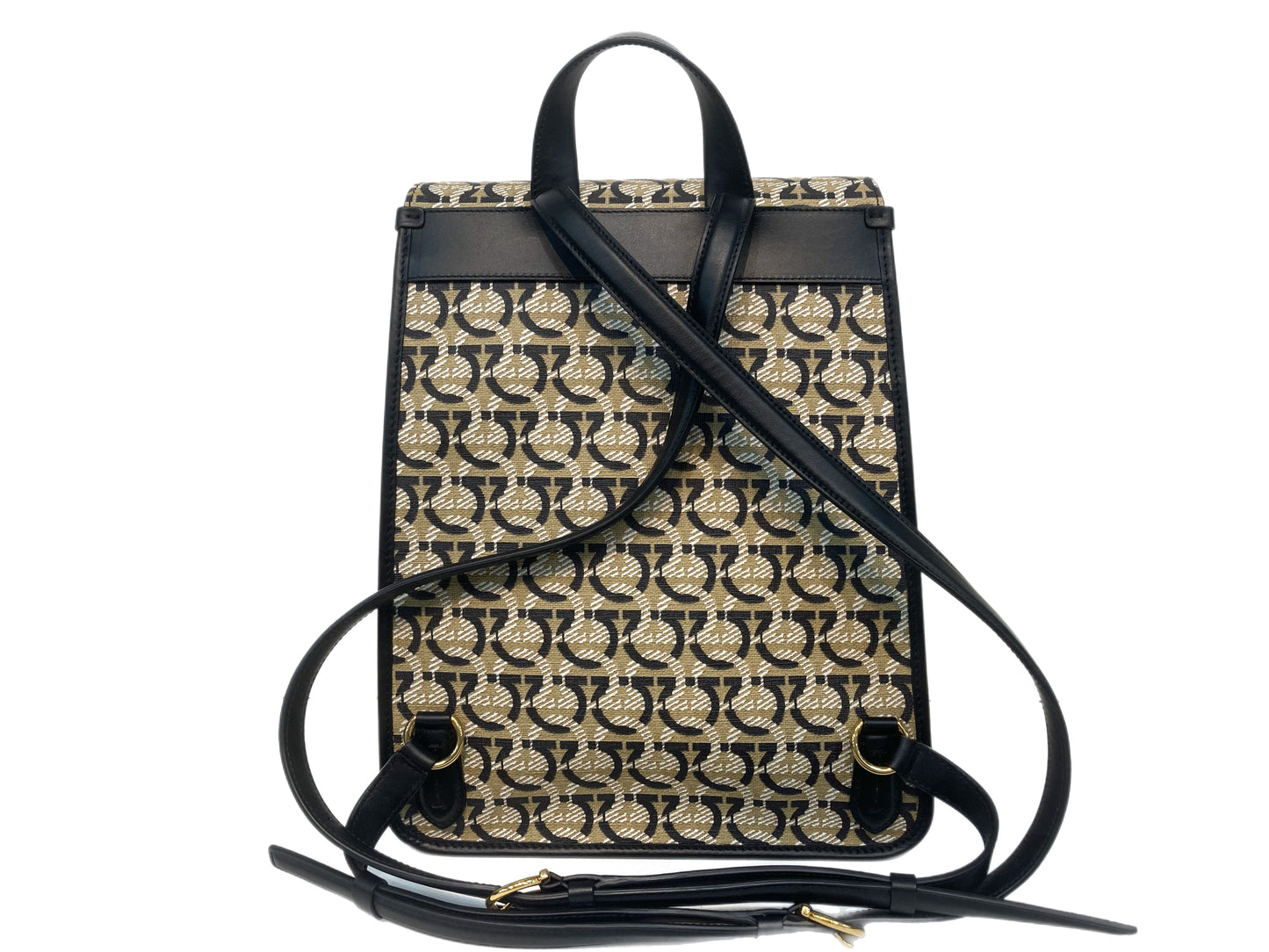 SALVATORE FERRAGAMO Gancini Backpack Black/Sand