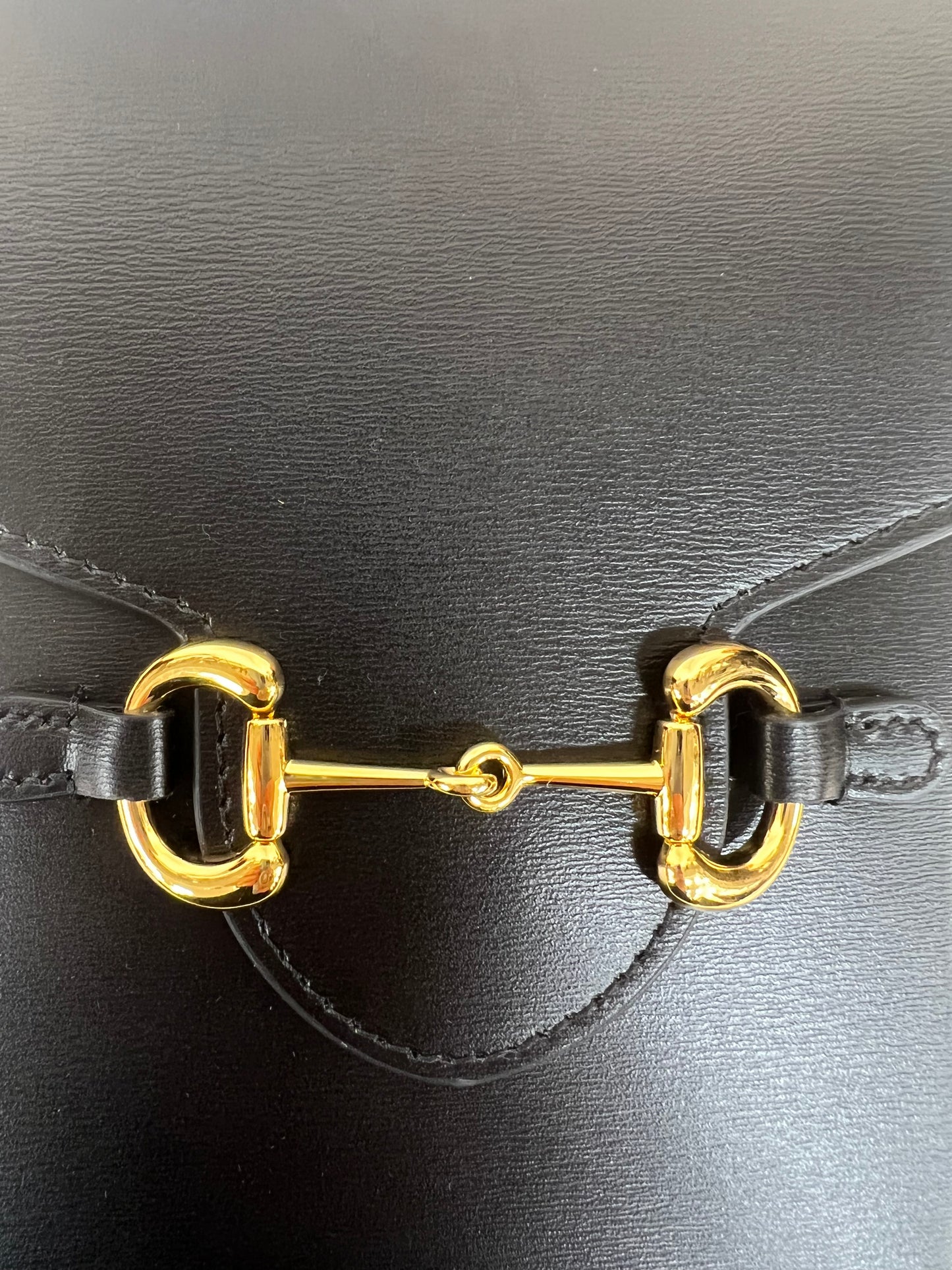 GUCCI Leather 1955 Mini Horse Bit Crossbody Bag Black