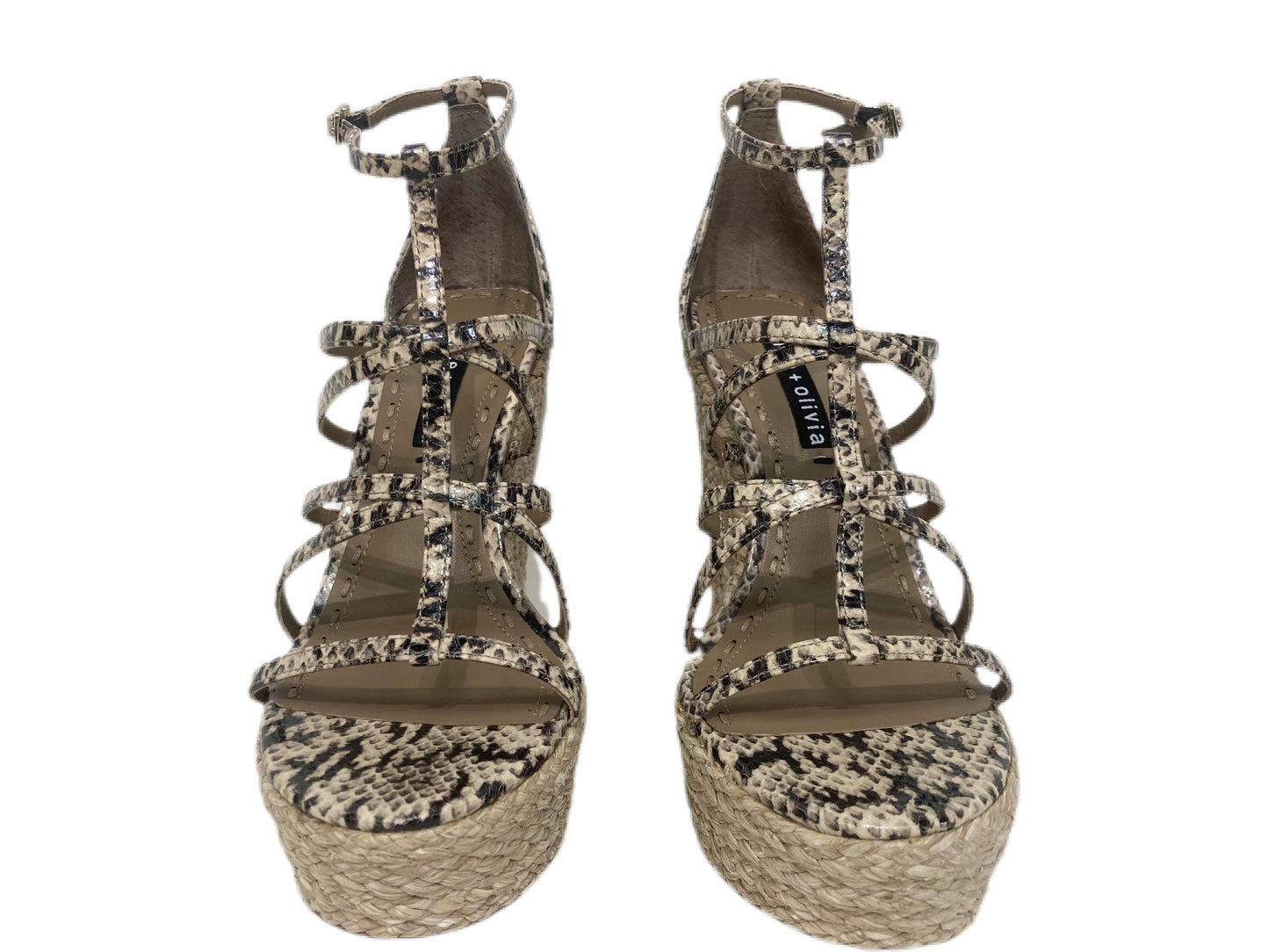 ALICE & OLIVIA Leather Snake Print Wedges Multi-Color Size 7