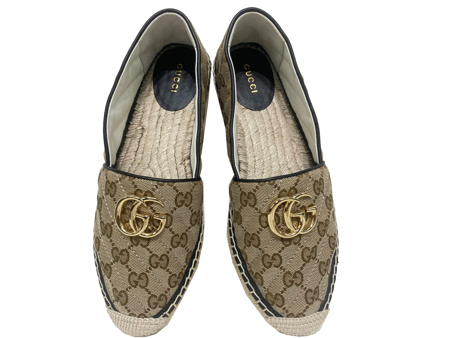 GUCCI Canvas Monogram Espadrilles Tan Size 38