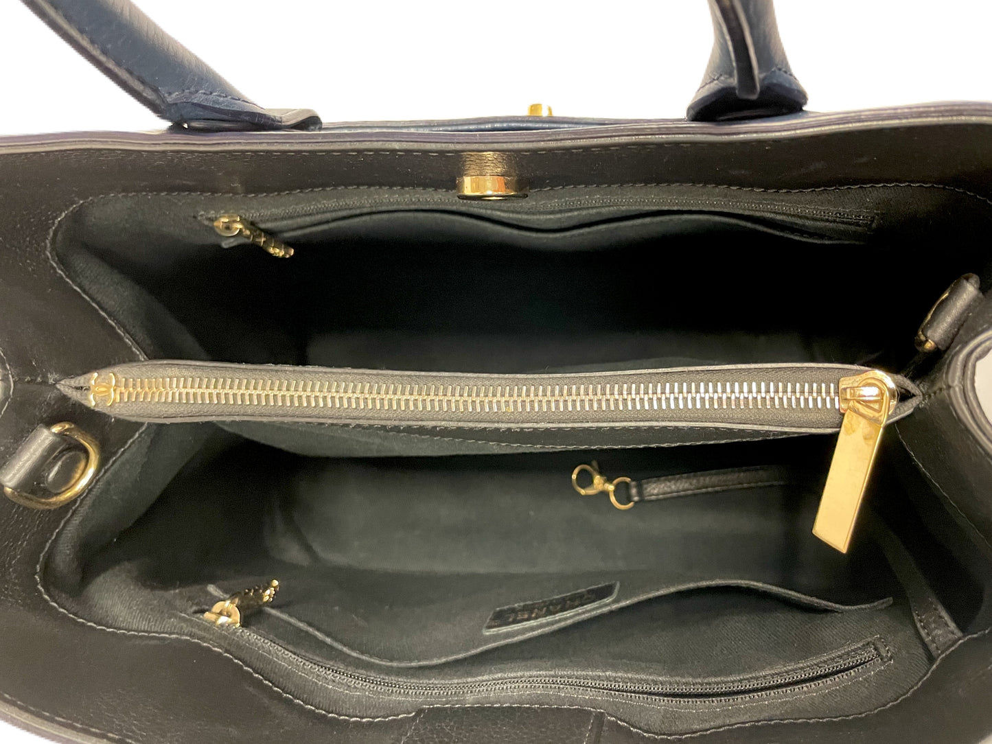 CHANEL Leather Neo Executive Handbag Blue / Black
