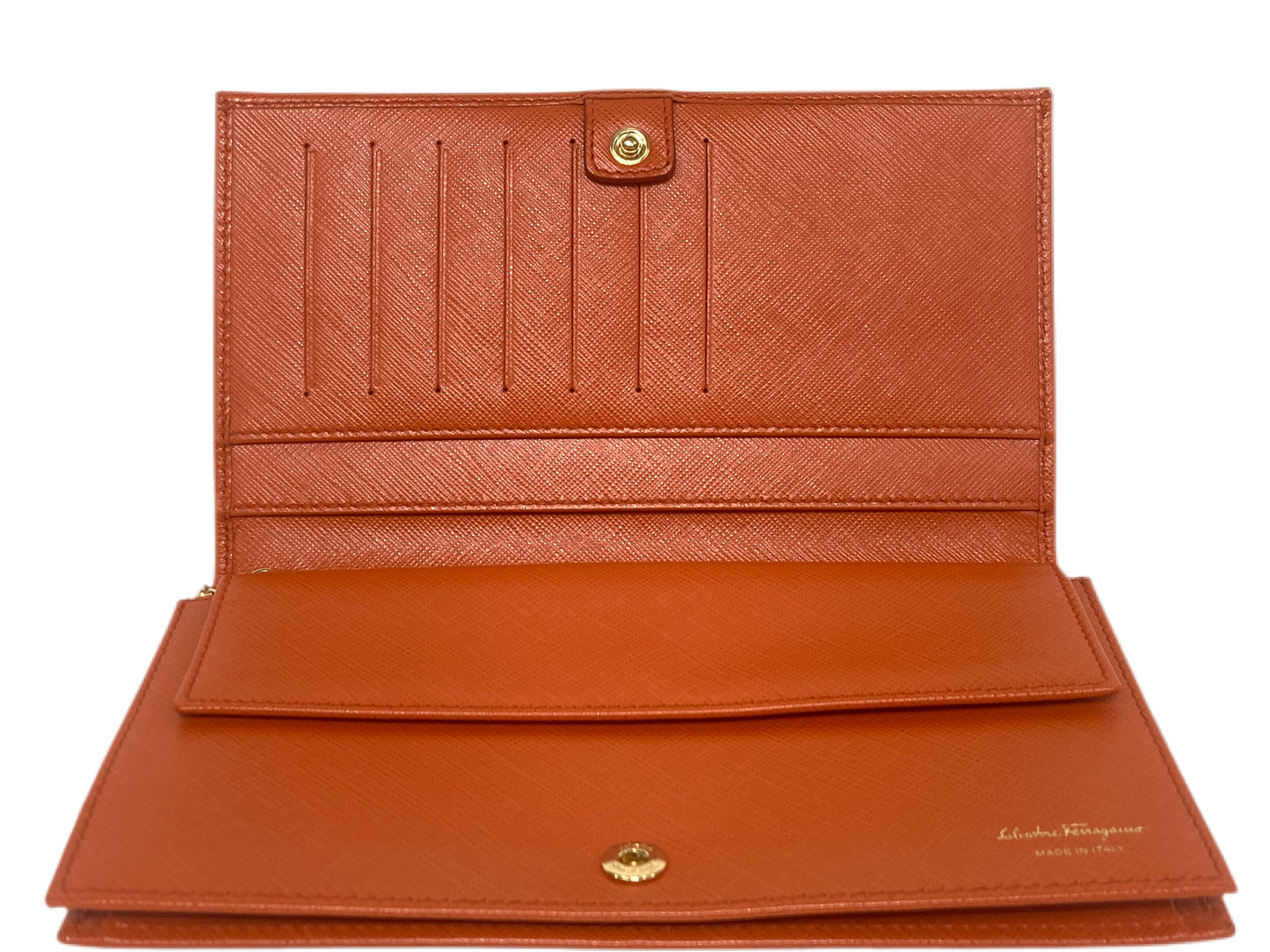 SALVATORE FERRAGAMO Leather Wallet On A Chain Orange