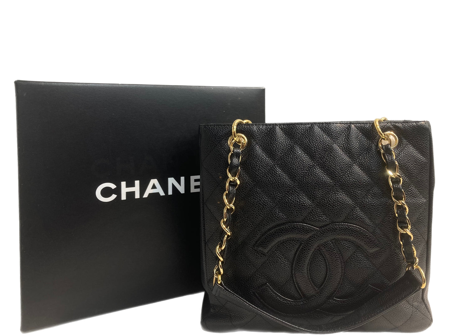 CHANEL Caviar Leather Petite Shopper Black