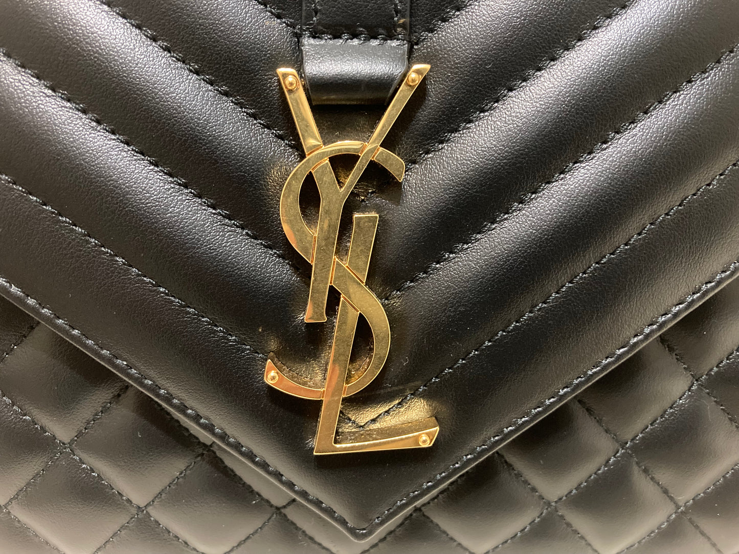YVES SAINT LAURENT Leather Envelope Flap Bag Black